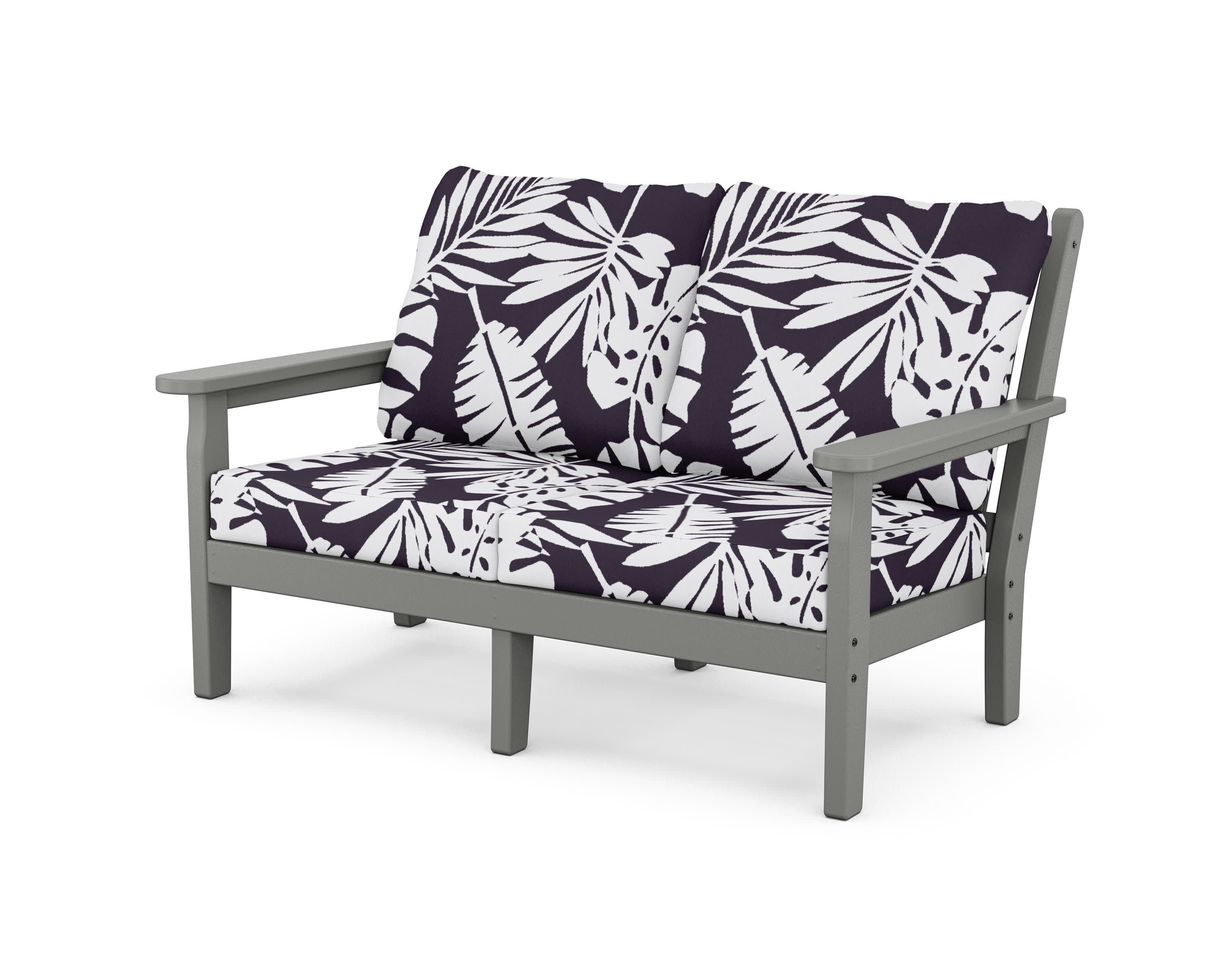 Chippendale Deep Seating Loveseat in Slate Grey / Leaf Navy