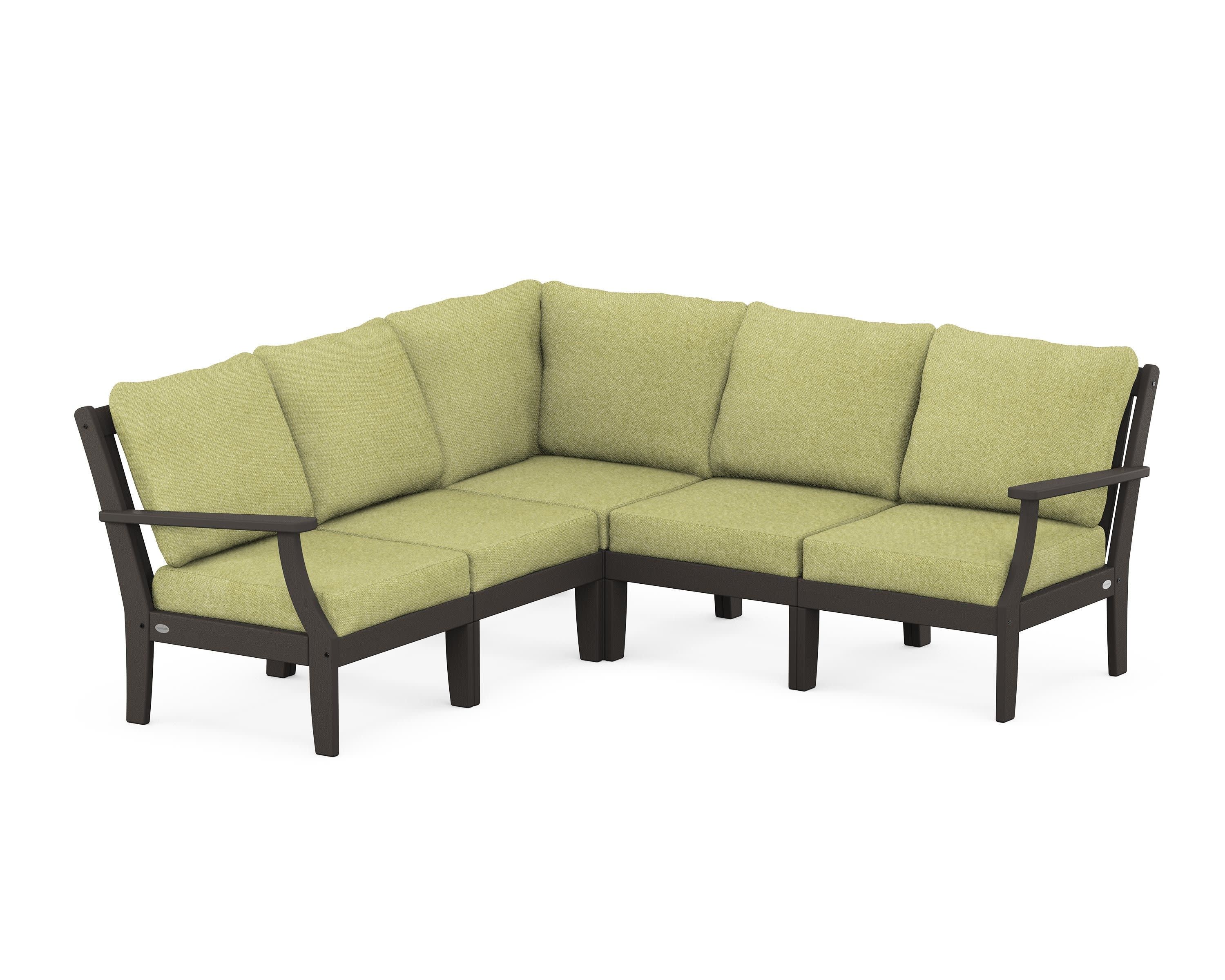 Braxton Modular 5-Piece Deep Seating Set in Vintage Coffee / Chartreuse Boucle
