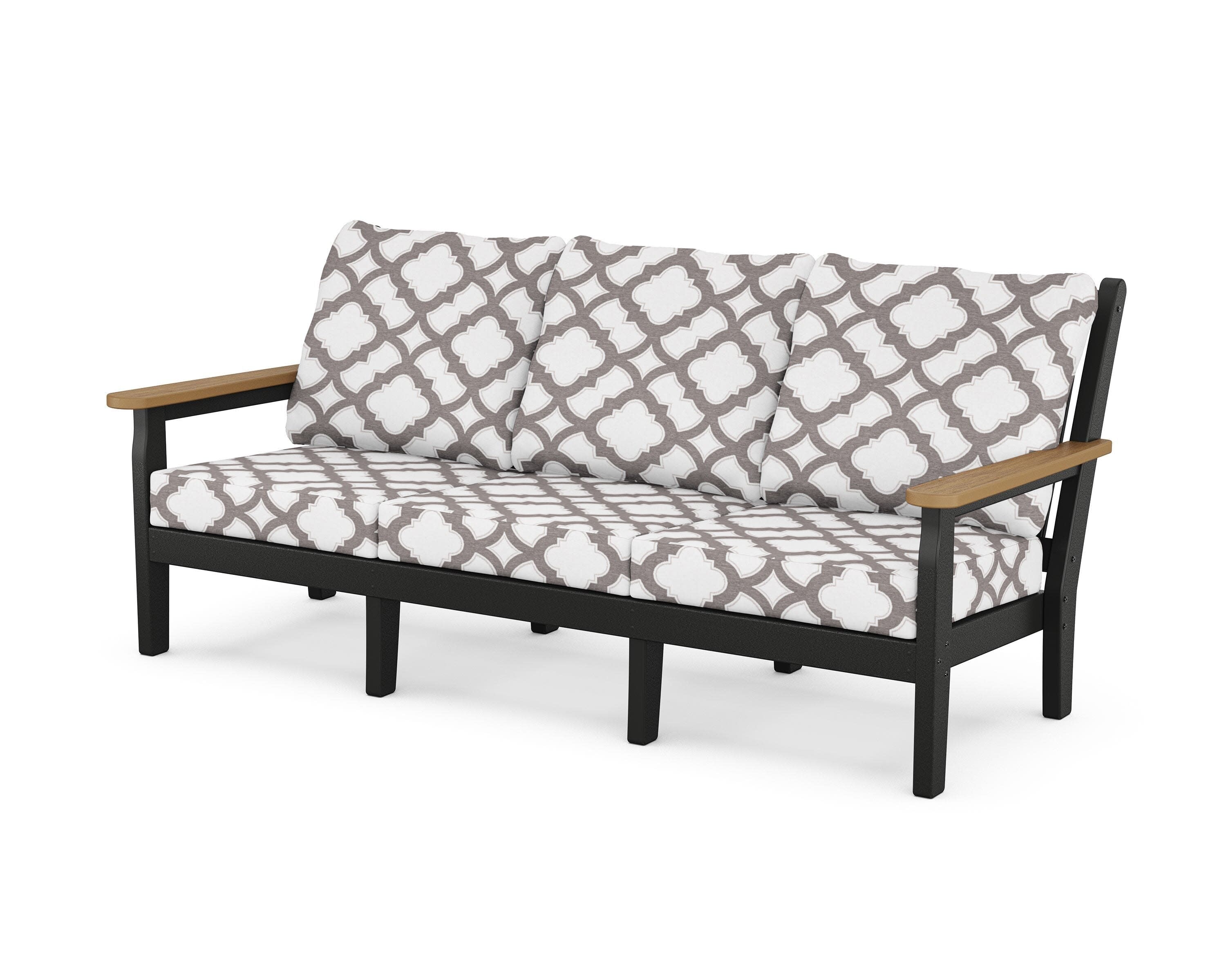 Chippendale Deep Seating Sofa in Black / Natural / Trellis Grey Mist