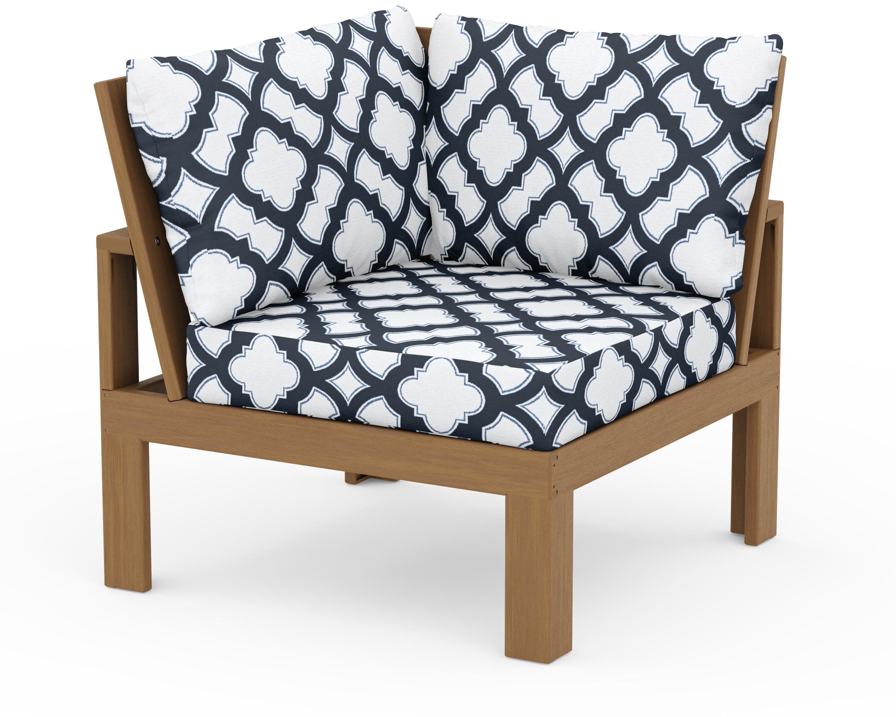 Modular Corner Chair in Natural / Trellis Marine Indigo