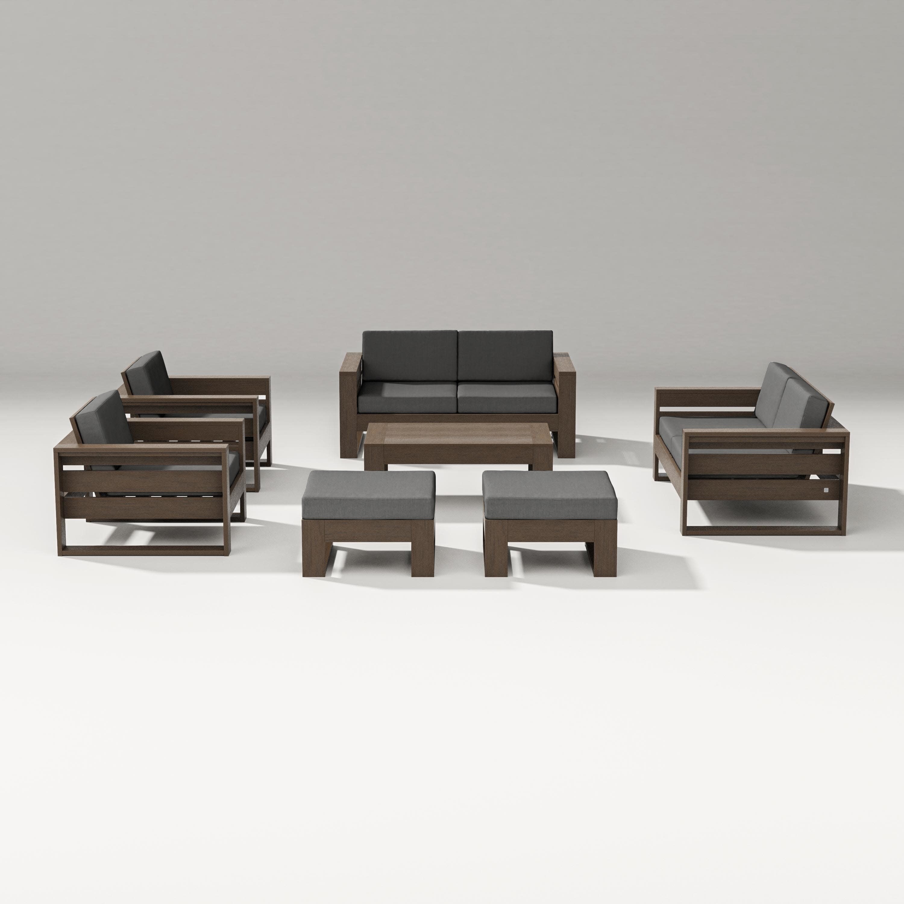 Latitude 7-Piece Lounge Loveseat Set in Kona / Spectrum Carbon
