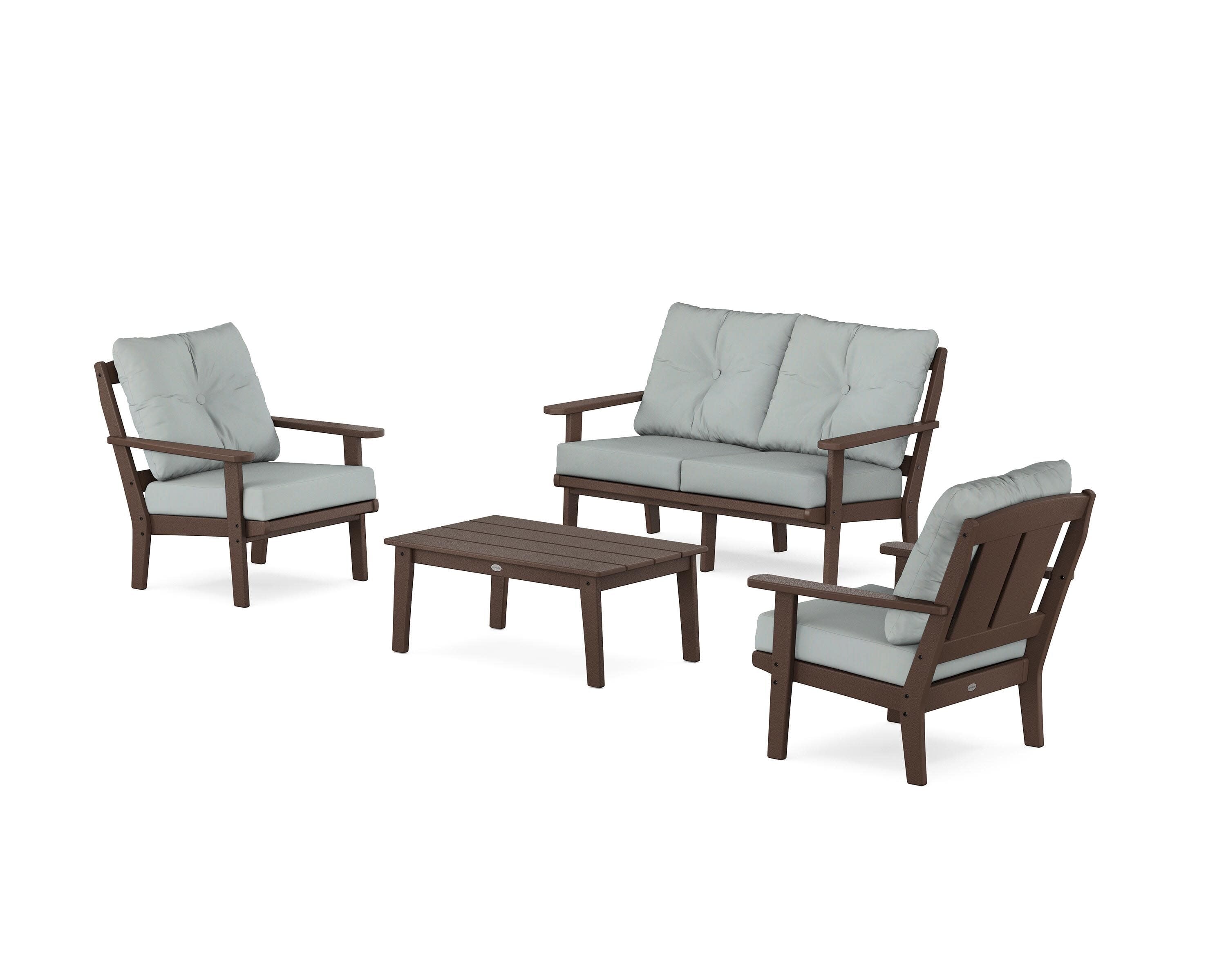 Mission 4-Piece Deep Seating Set with Loveseat in Mahogany / Spa