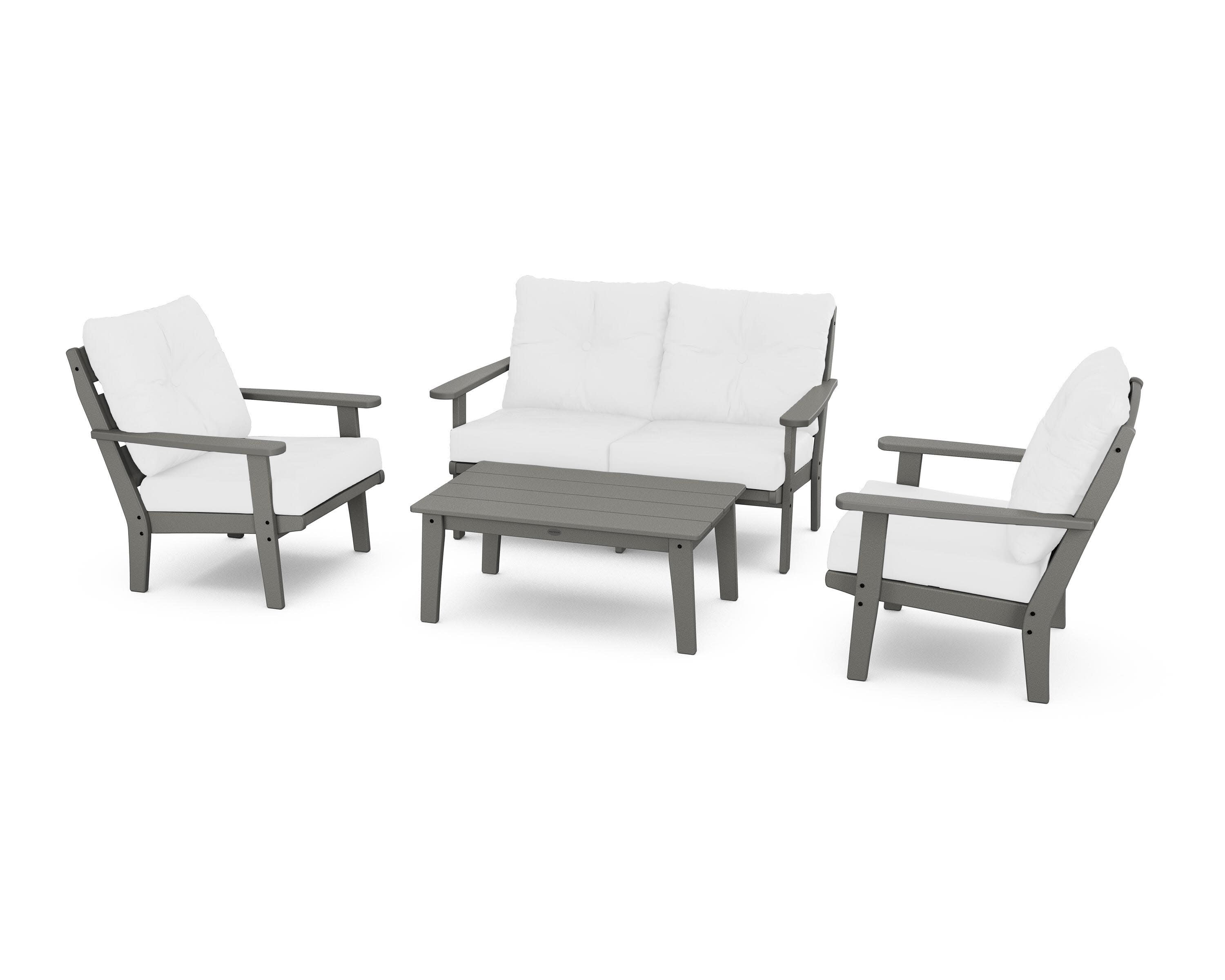 Lakeside 4-Piece Deep Seating Set in Slate Grey / Natural