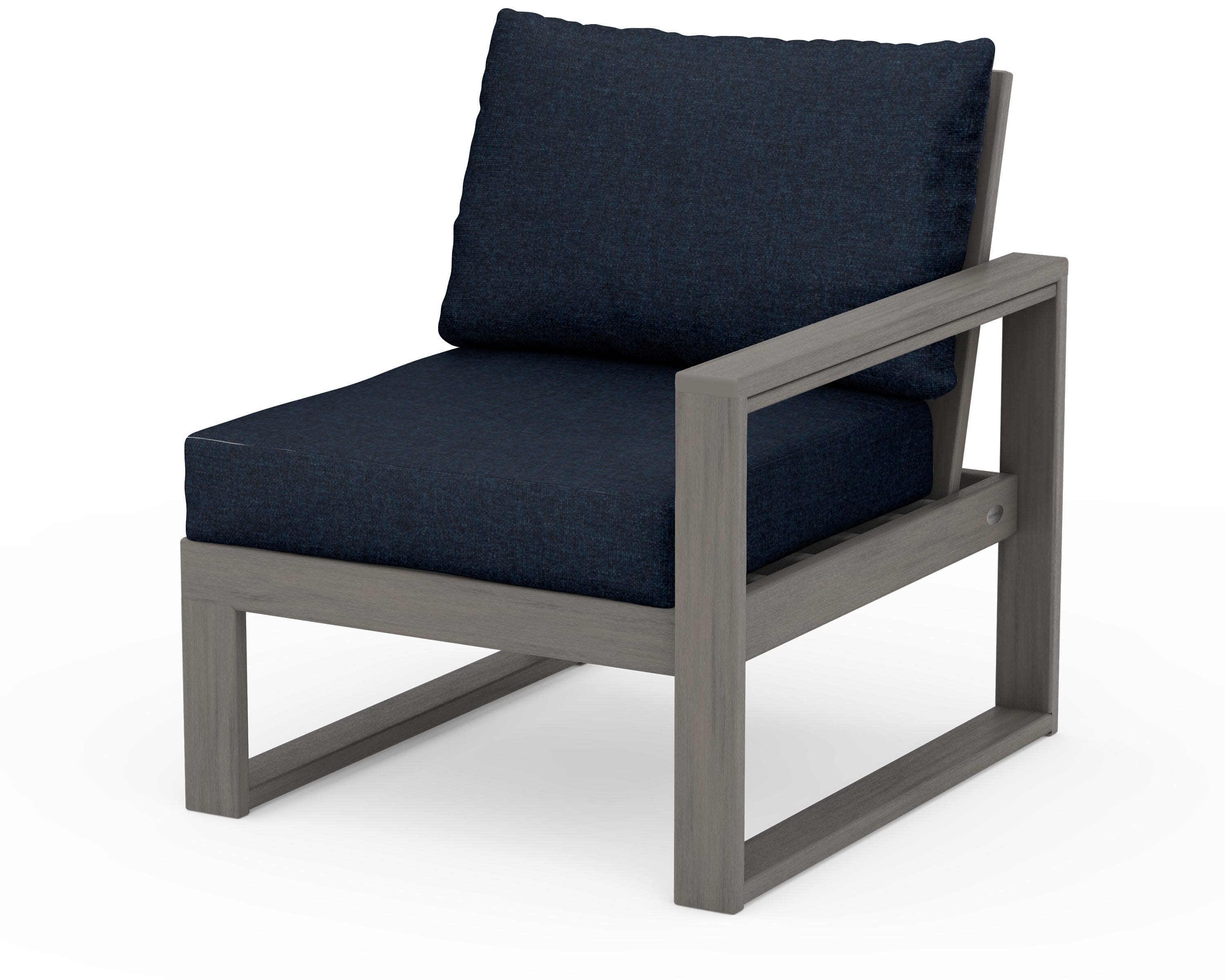 EDGE Modular Right Arm Chair in Driftwood / Marine Indigo
