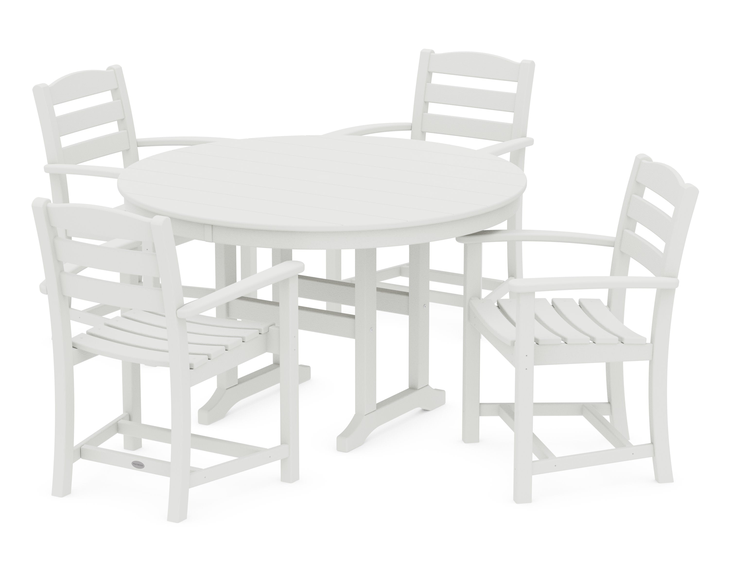 La Casa Caf 5-Piece Round Farmhouse Dining Set in Vintage White