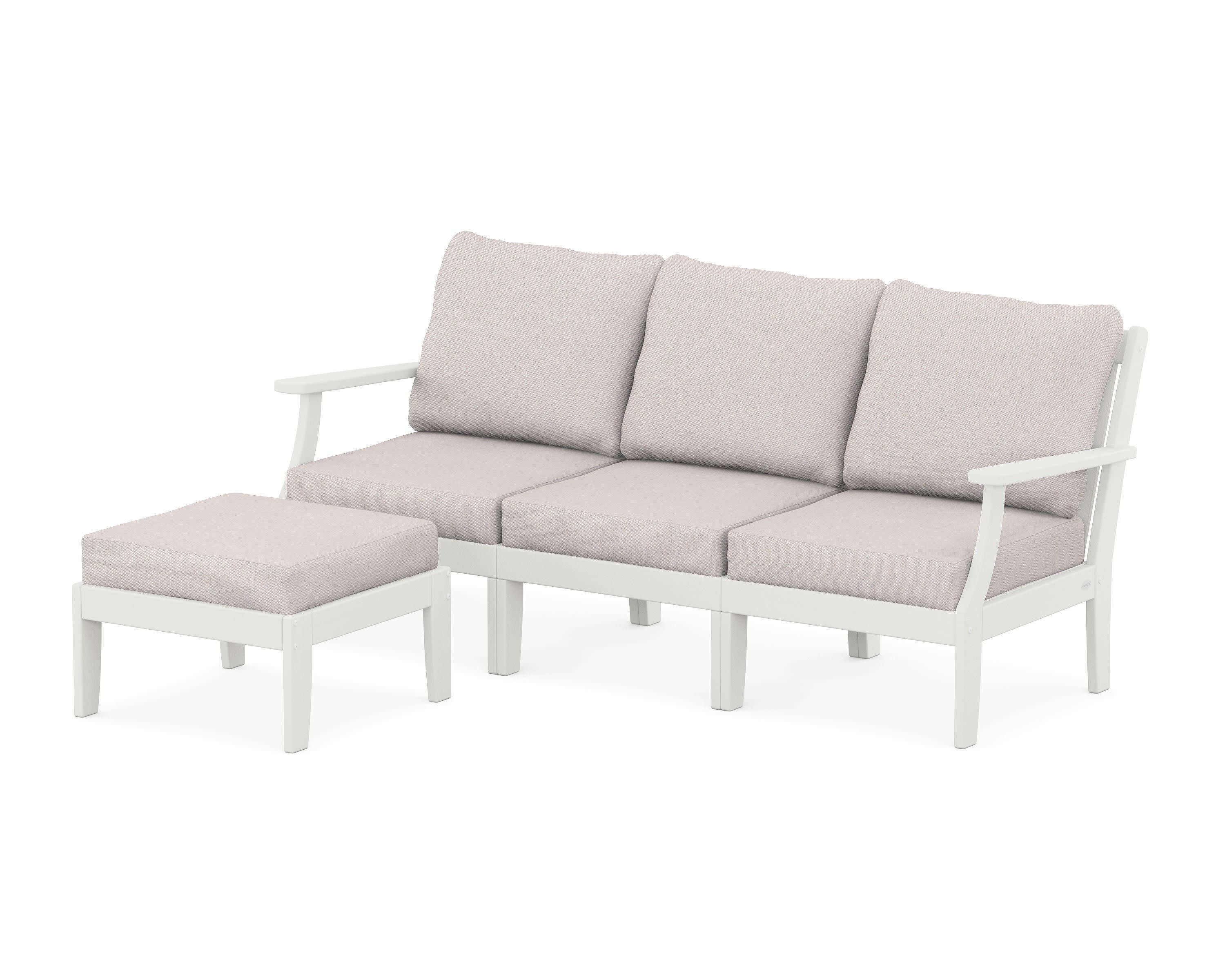 Braxton Modular 4-Piece Deep Seating Set with Ottoman in Vintage White / Dune Burlap