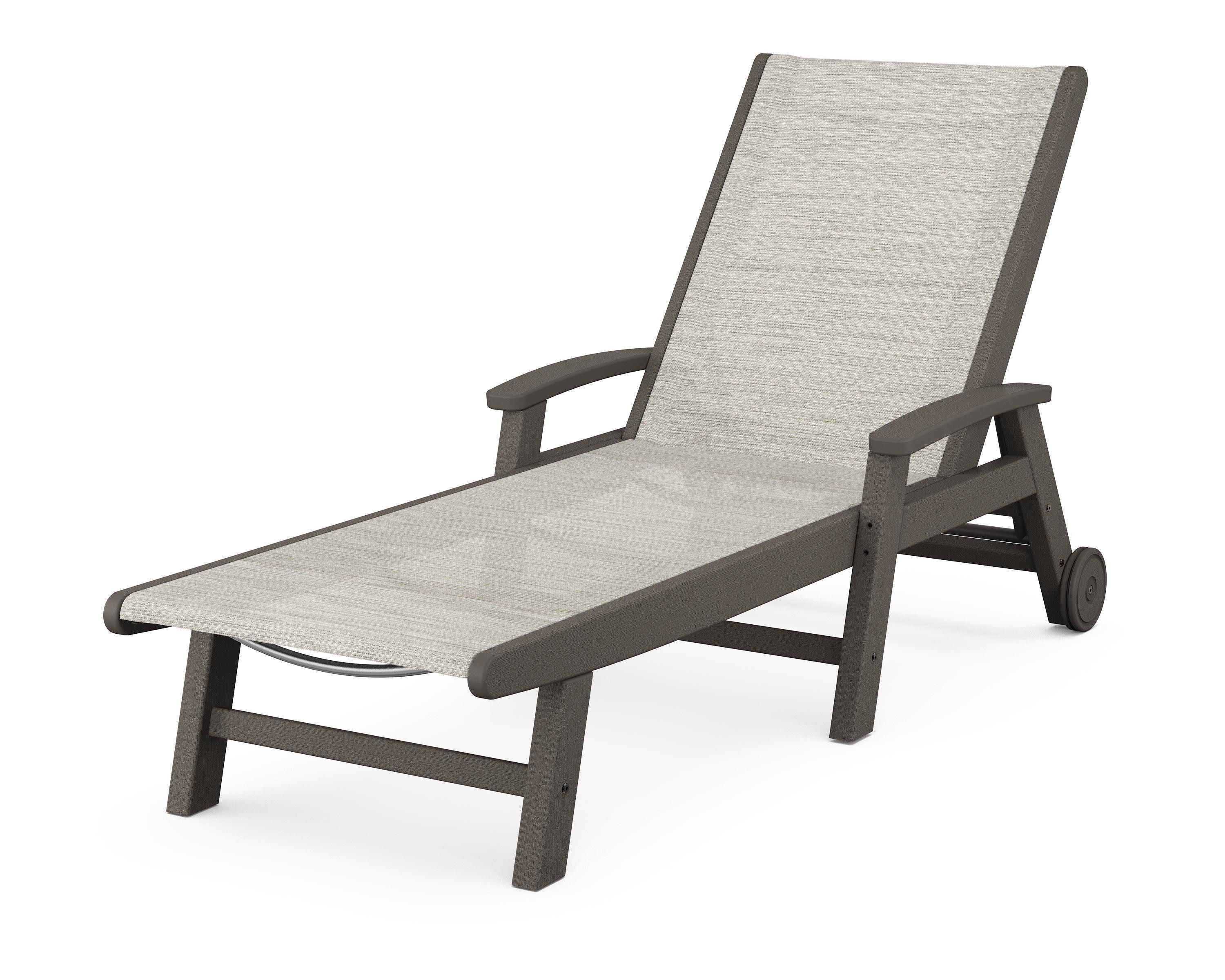 Coastal Chaise with Wheels in Vintage Coffee / Birch Sling