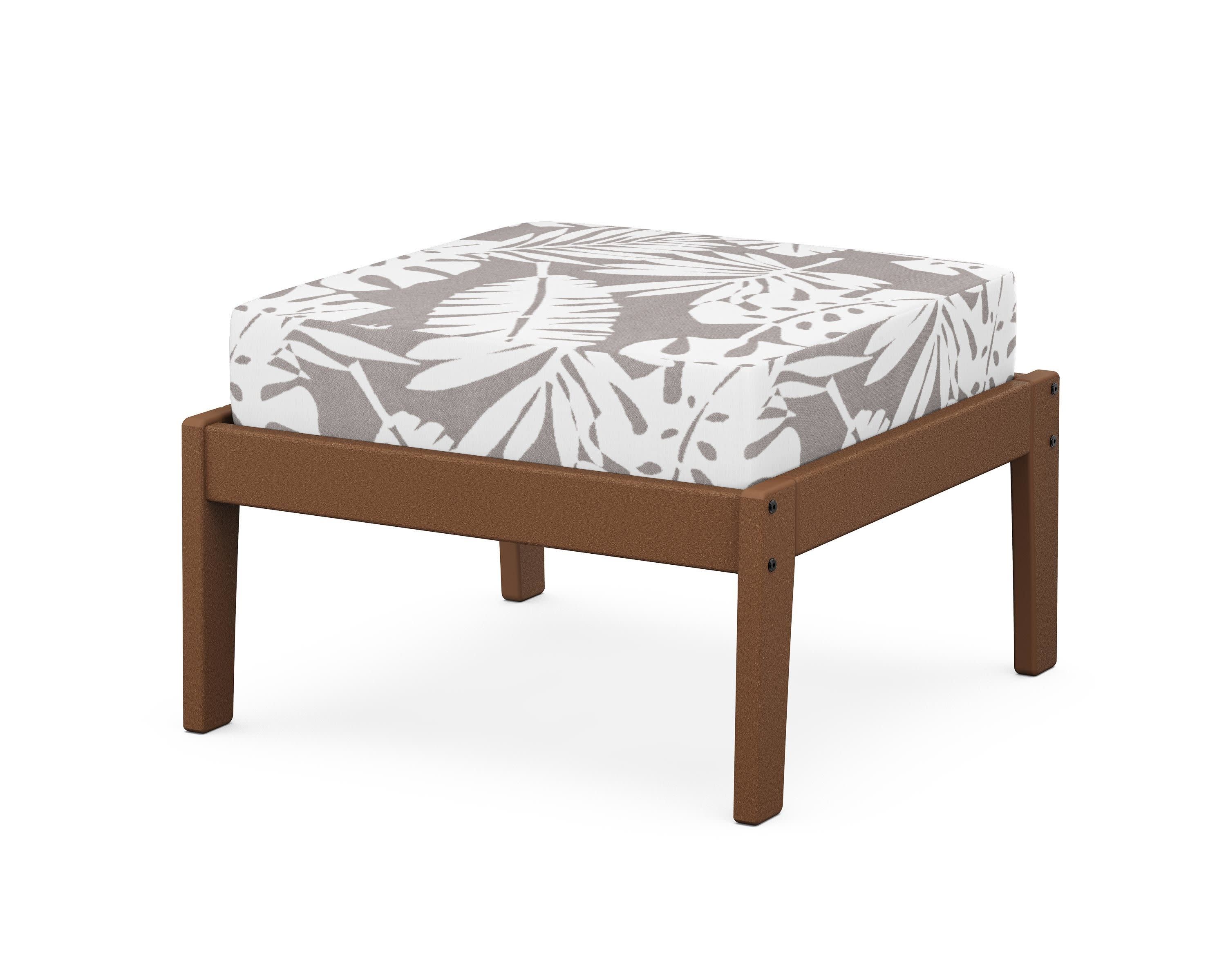 Deep Seating Ottoman in Teak / Leaf Grey Mist
