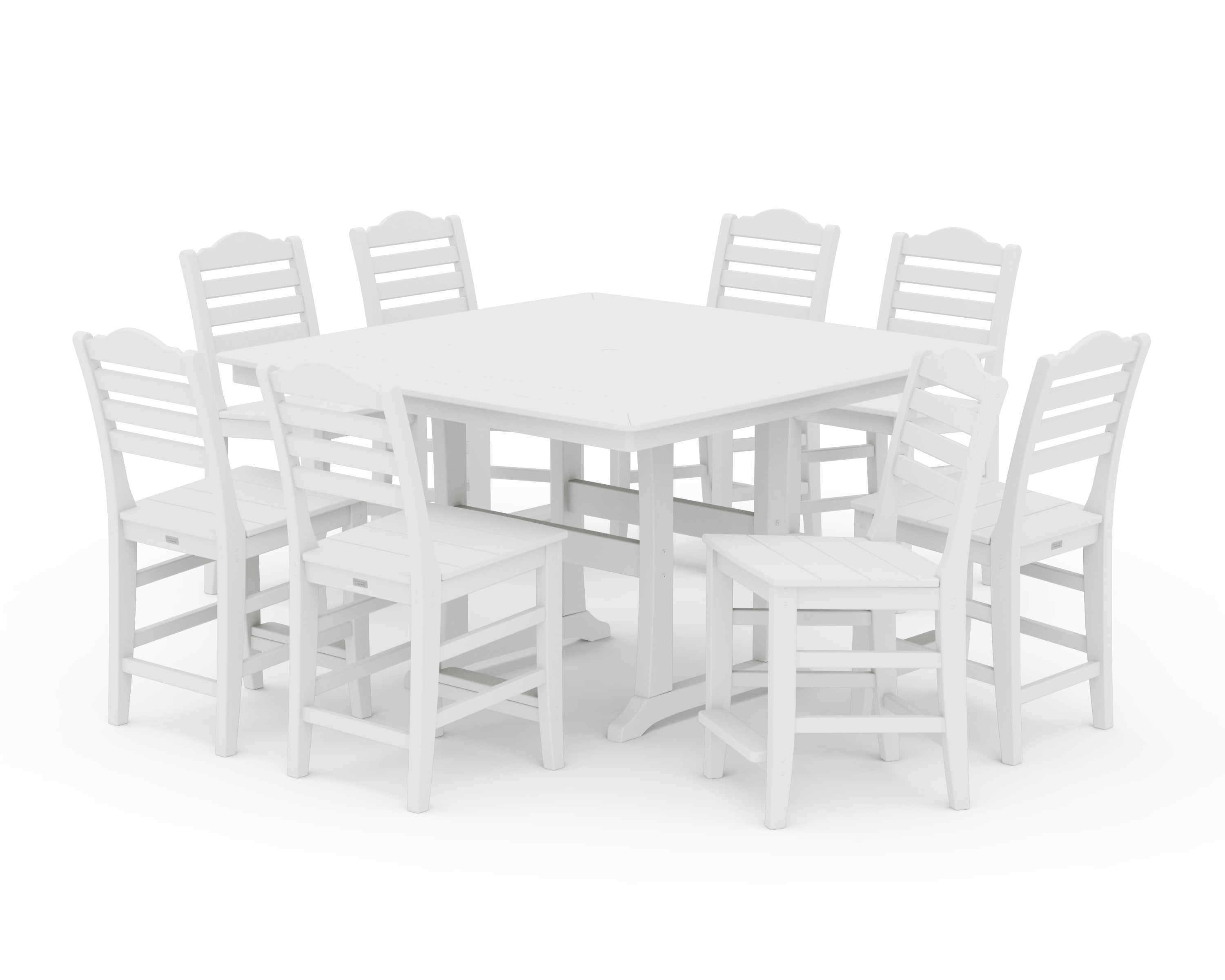 Savannah Side Chair 9-Piece Square Counter Set with Trestle Legs in White