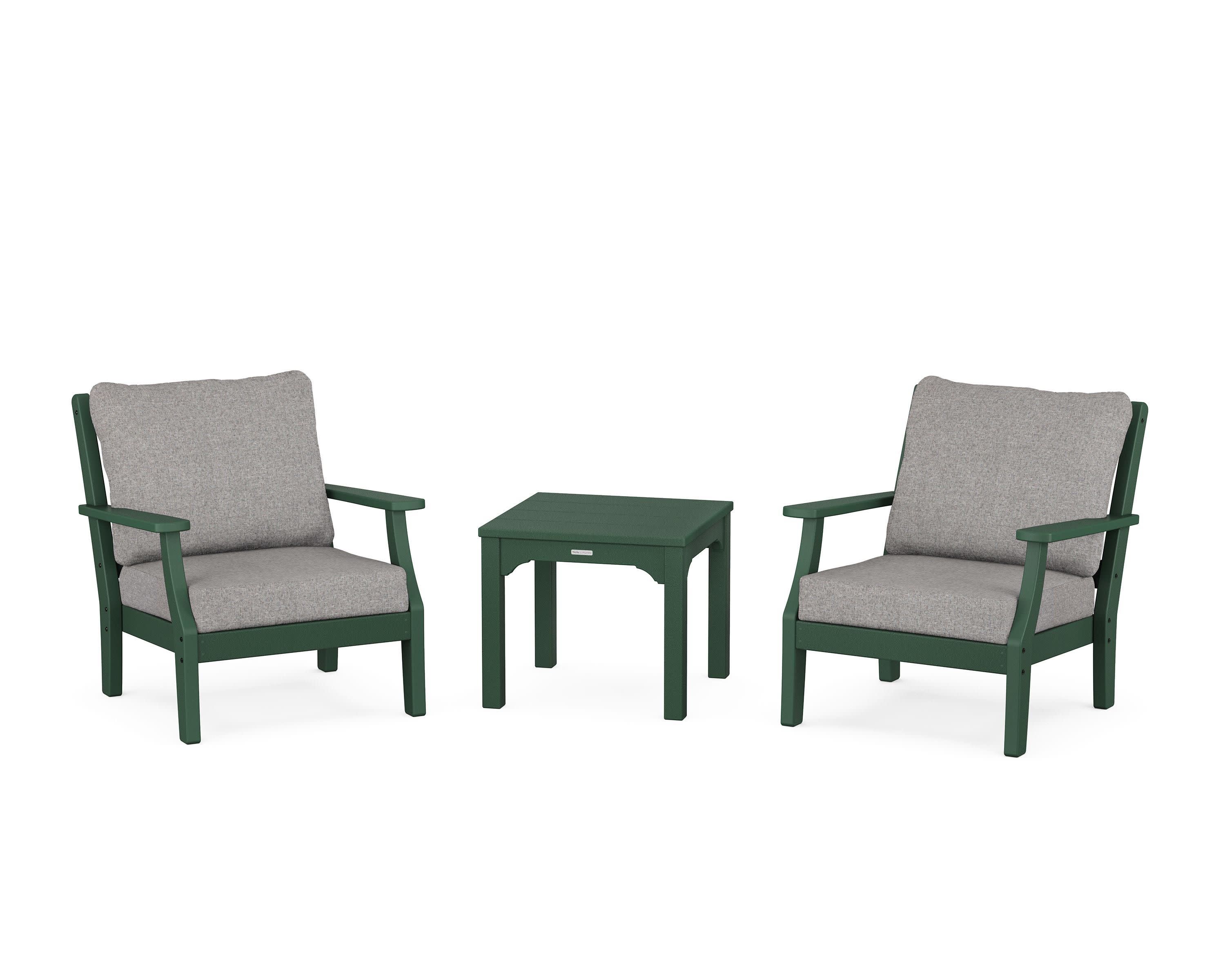 Chinoiserie 3-Piece Deep Seating Set in Green / Grey Mist