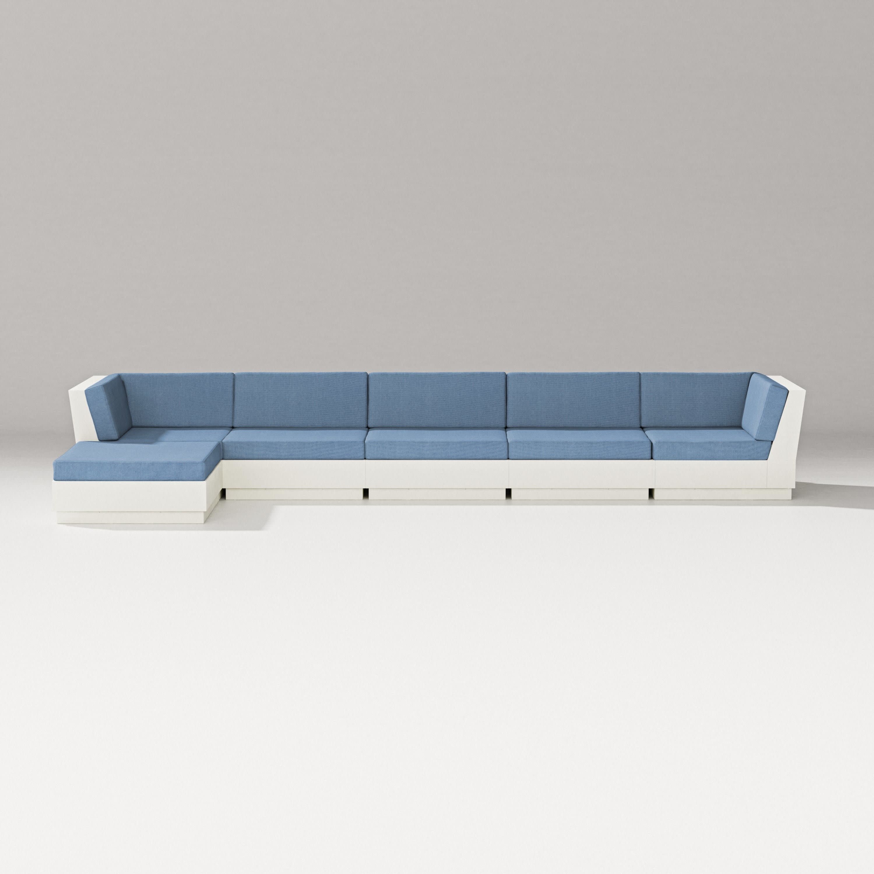 Elevate 6-Piece Chaise Sectional in Vintage White / Sky Blue