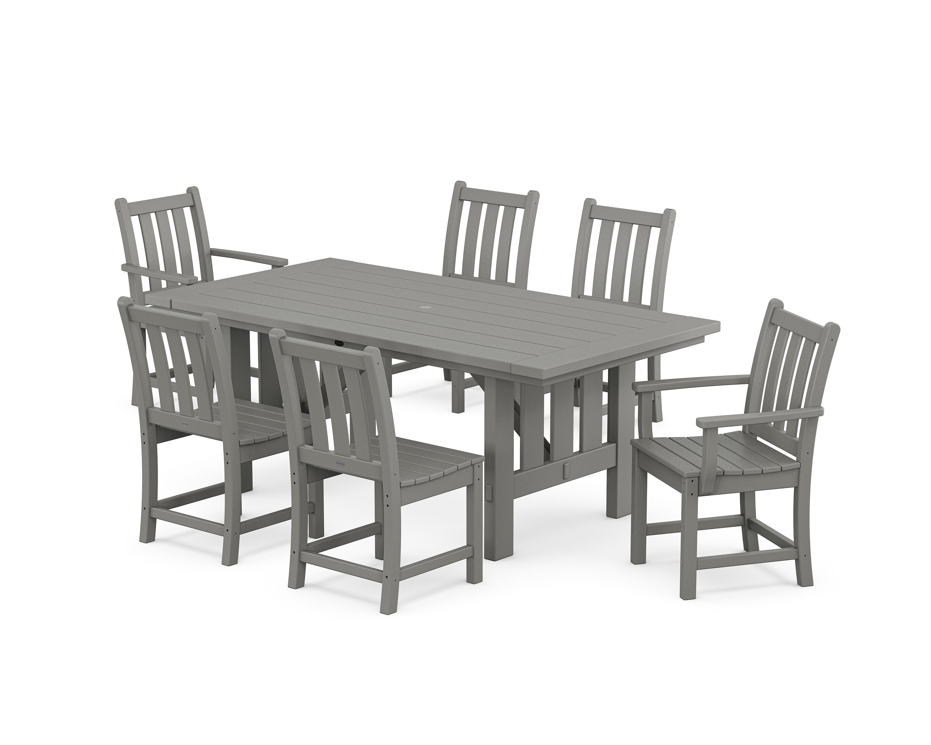 Traditional Garden 7-Piece Dining Set with Mission Table in Slate Grey
