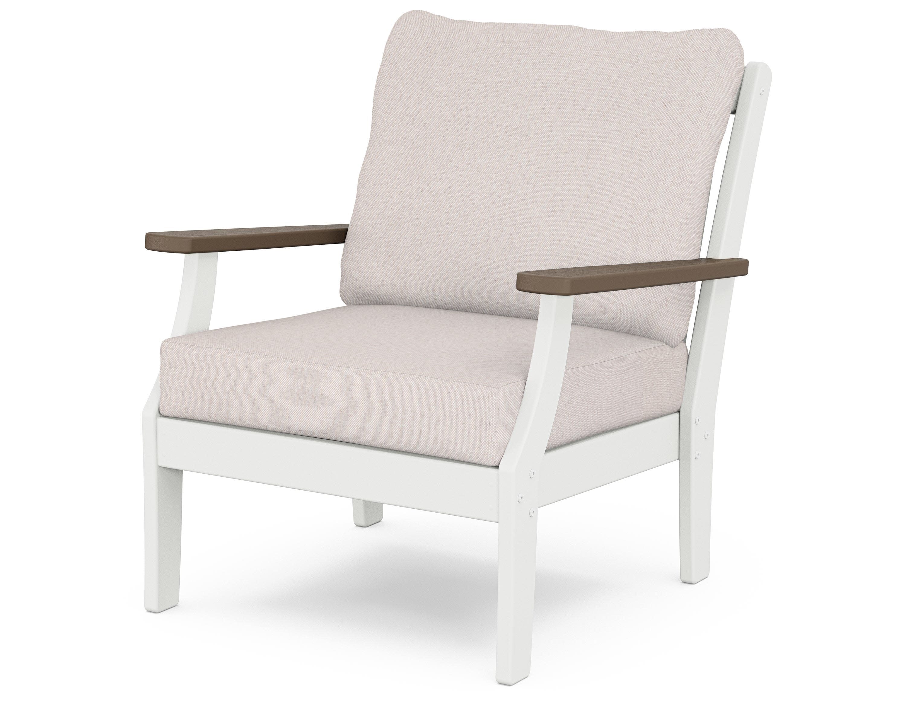 Braxton Deep Seating Chair in White / Kona / Dune Burlap