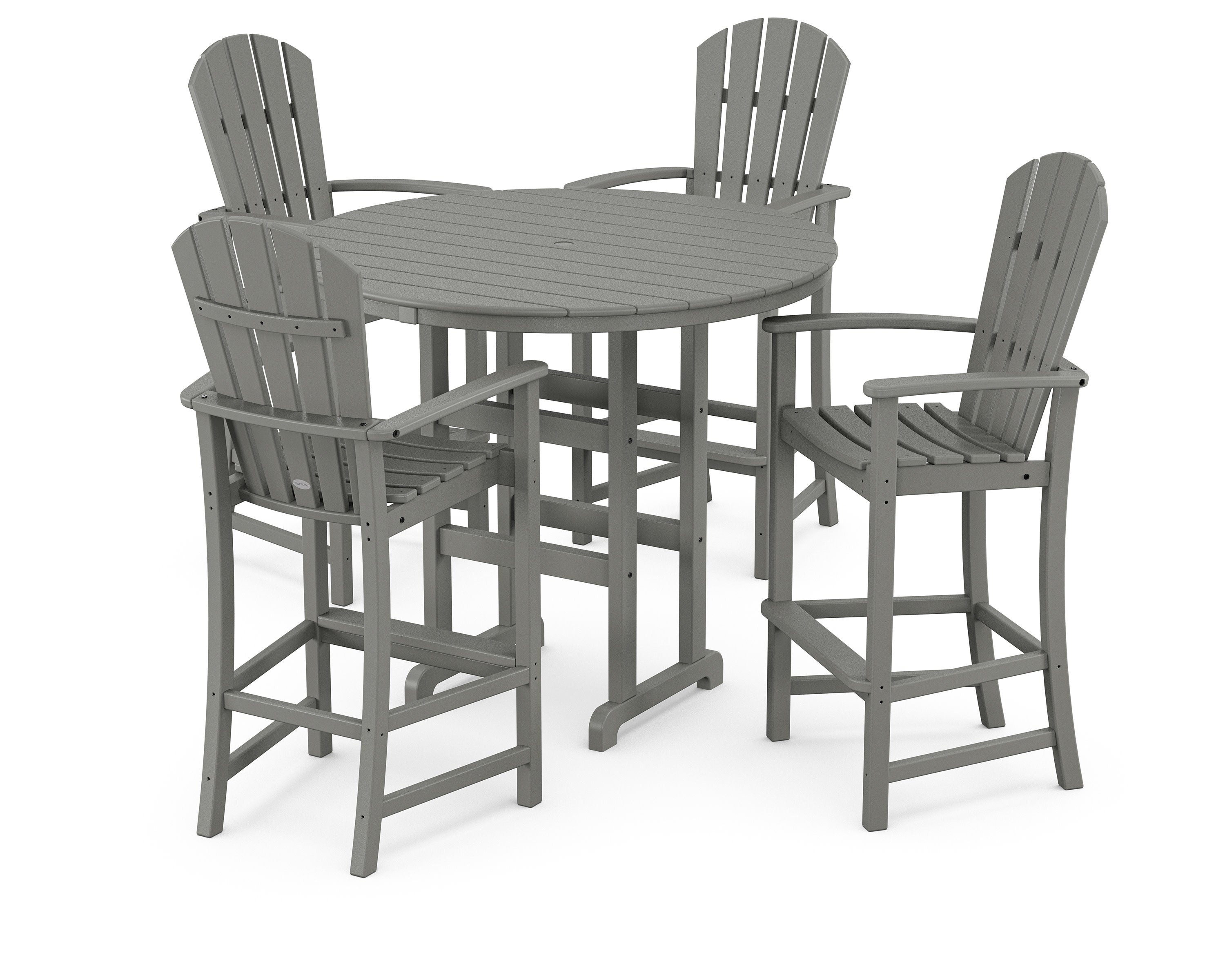 Palm Coast 5-Piece Round Farmhouse Bar Set in Slate Grey