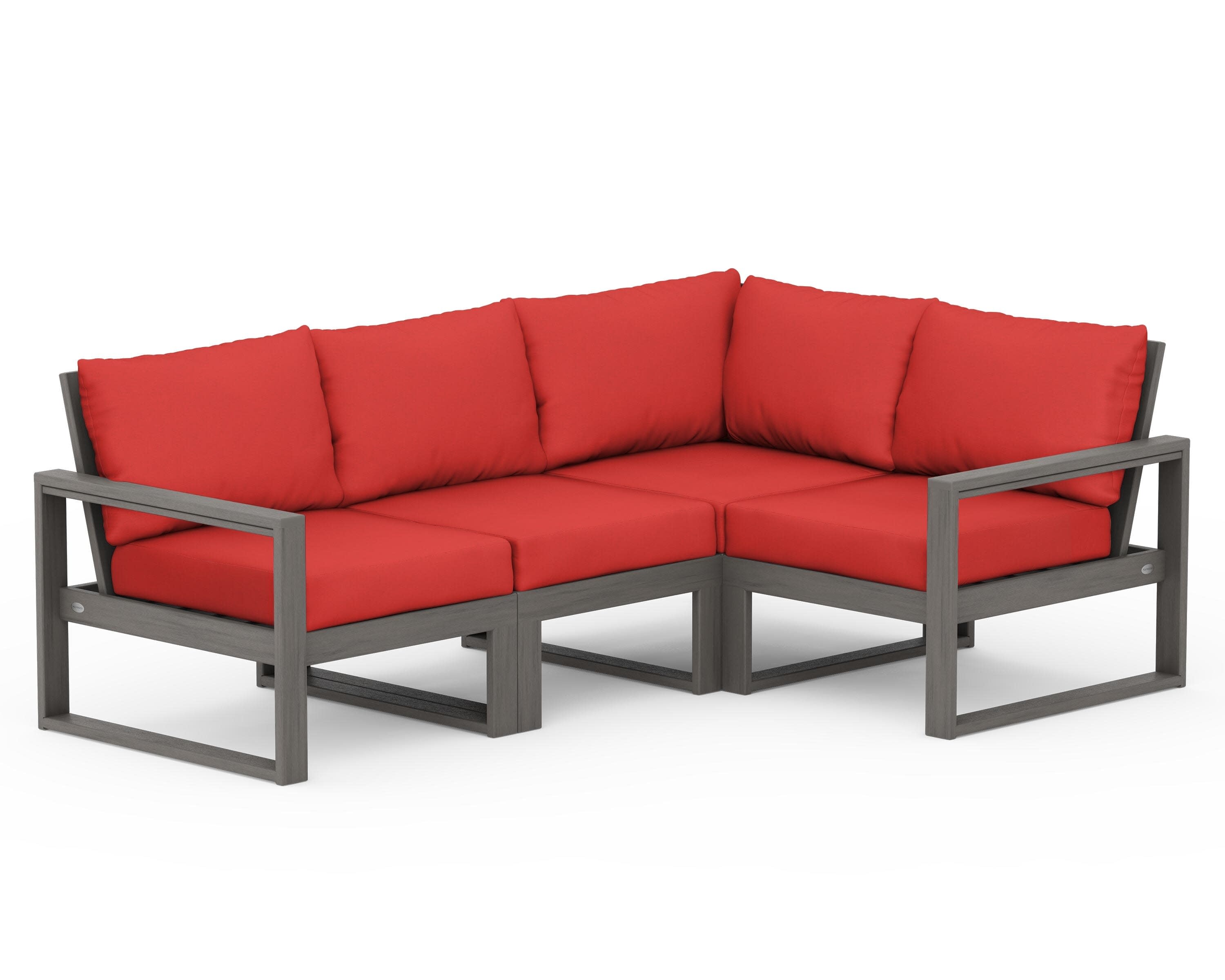 EDGE 4-Piece Modular Deep Seating Set in Driftwood / Crimson Linen