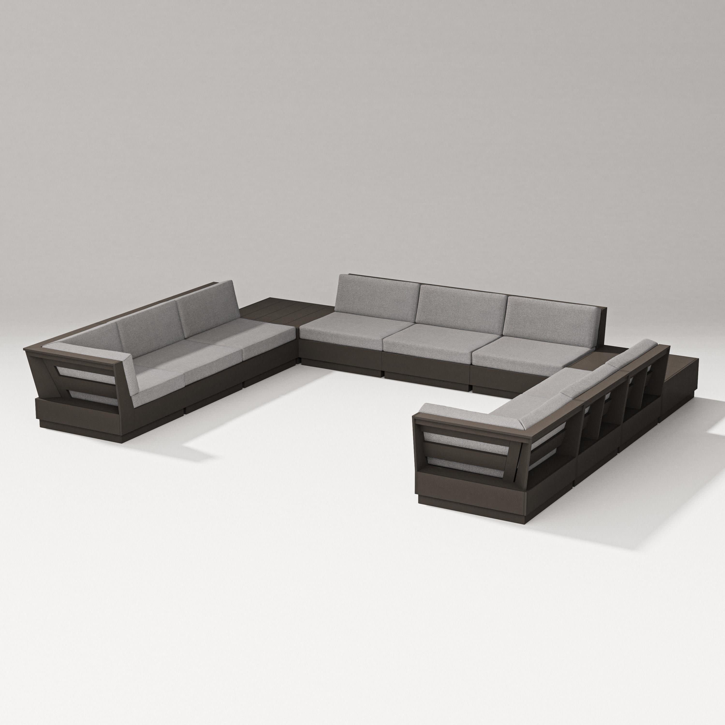 Elevate 11-Piece U-Shaped Sofa Sectional in Vintage Coffee / Grey Mist