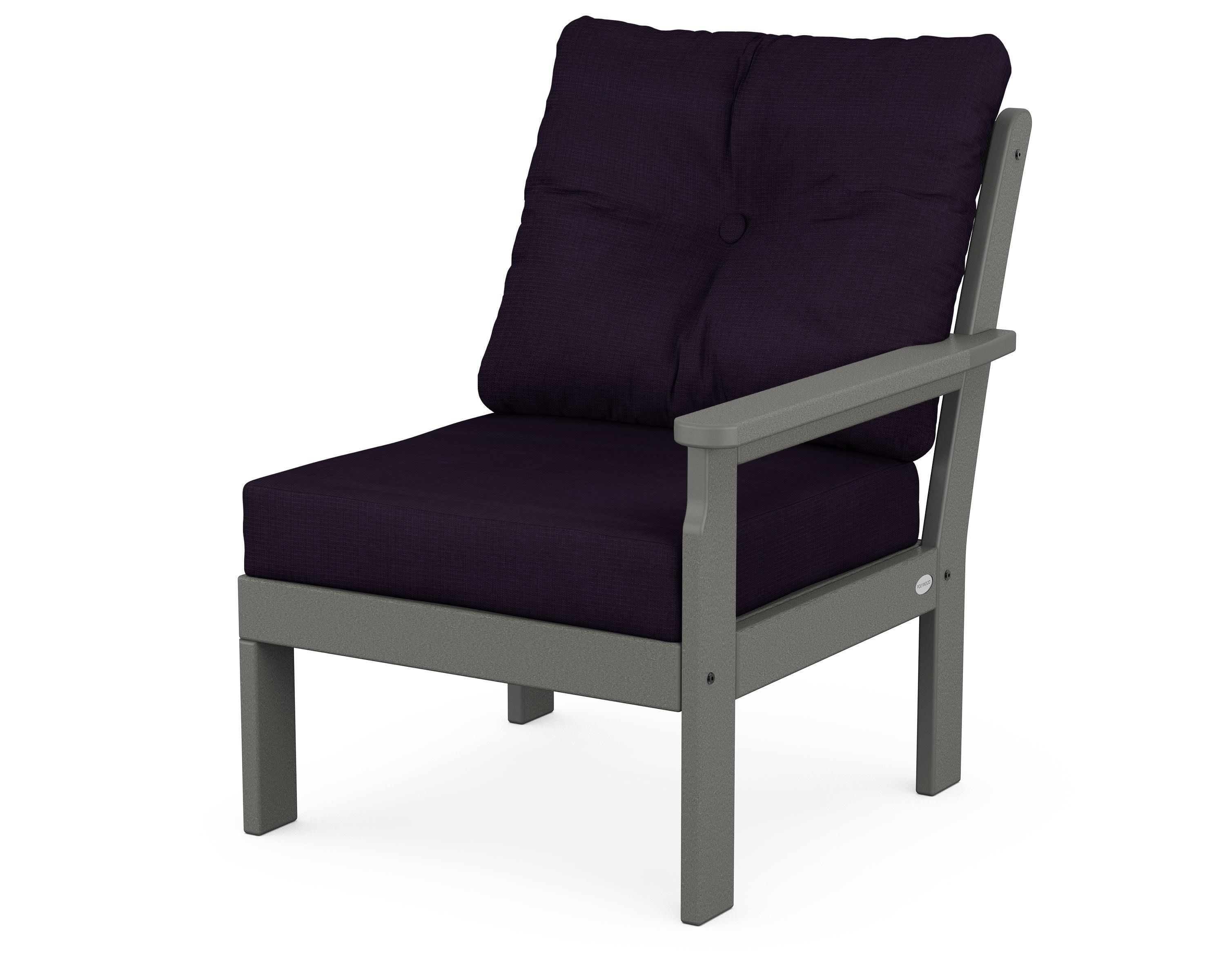 Vineyard Modular Right Arm Chair in Slate Grey / Navy Linen