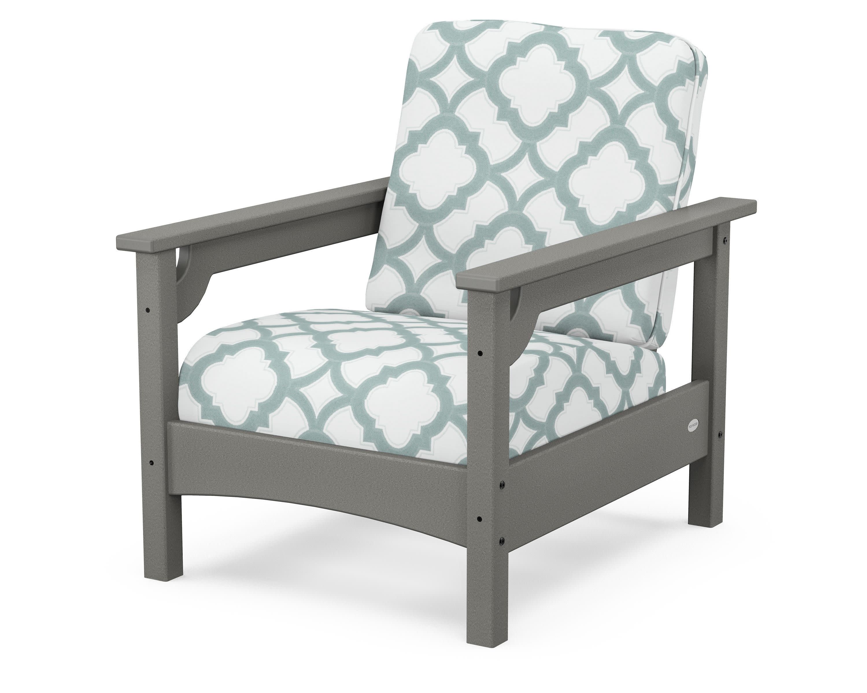 Club Chair in Slate Grey / Trellis Glacier Spa