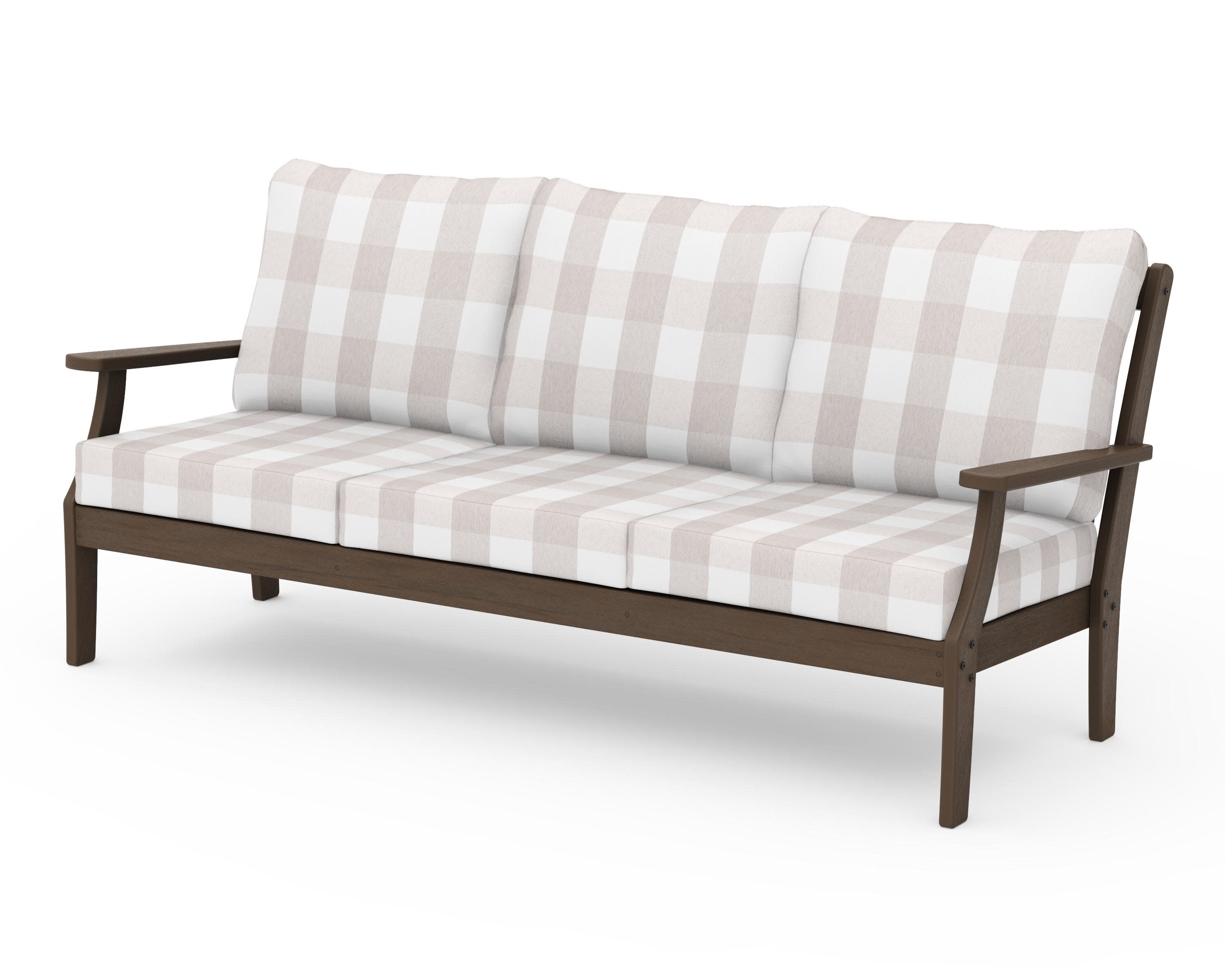 Braxton Deep Seating Sofa in Kona / Buffalo Plaid Dune Burlap