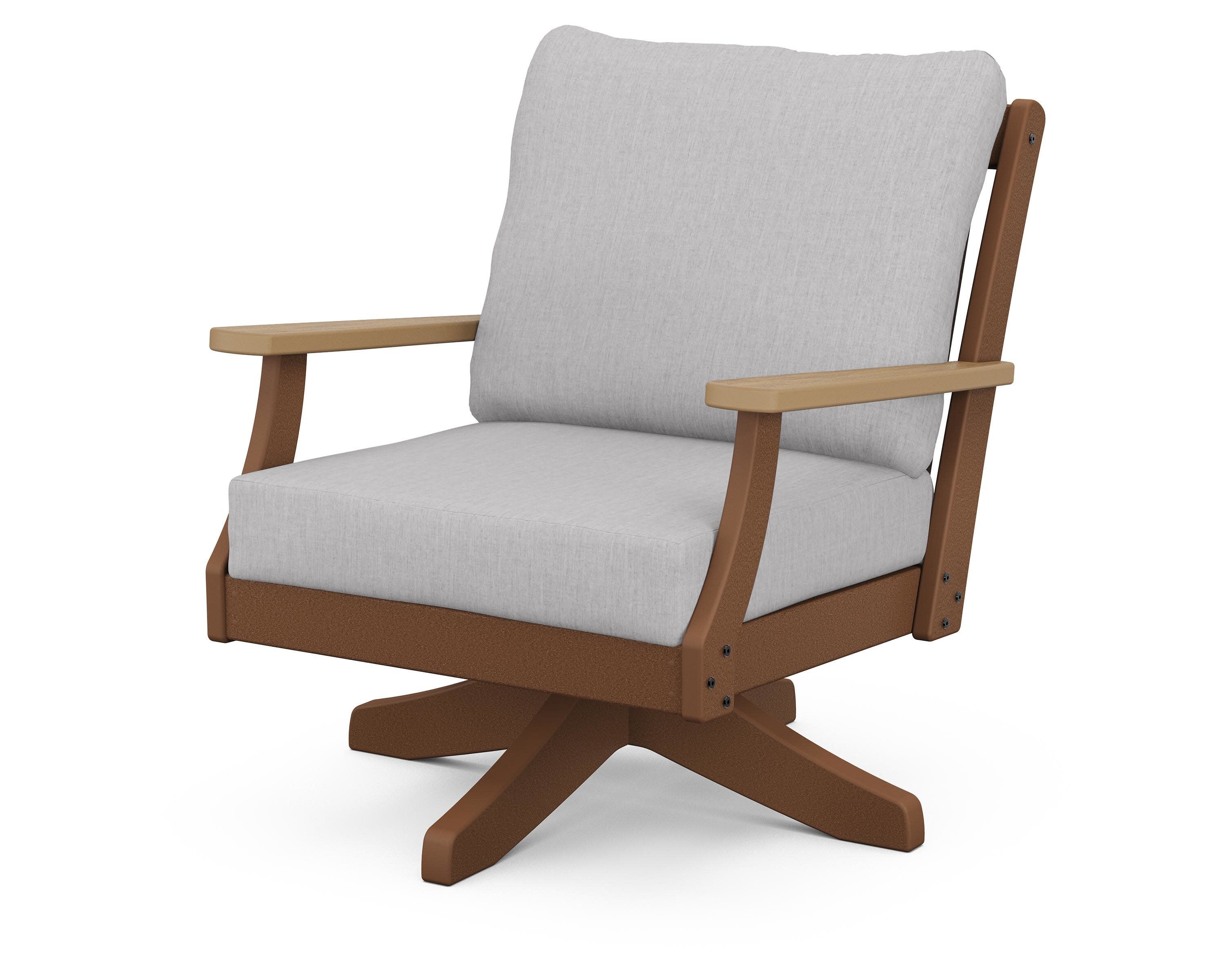 Braxton Deep Seating Swivel Chair in Teak / Natural / Granite