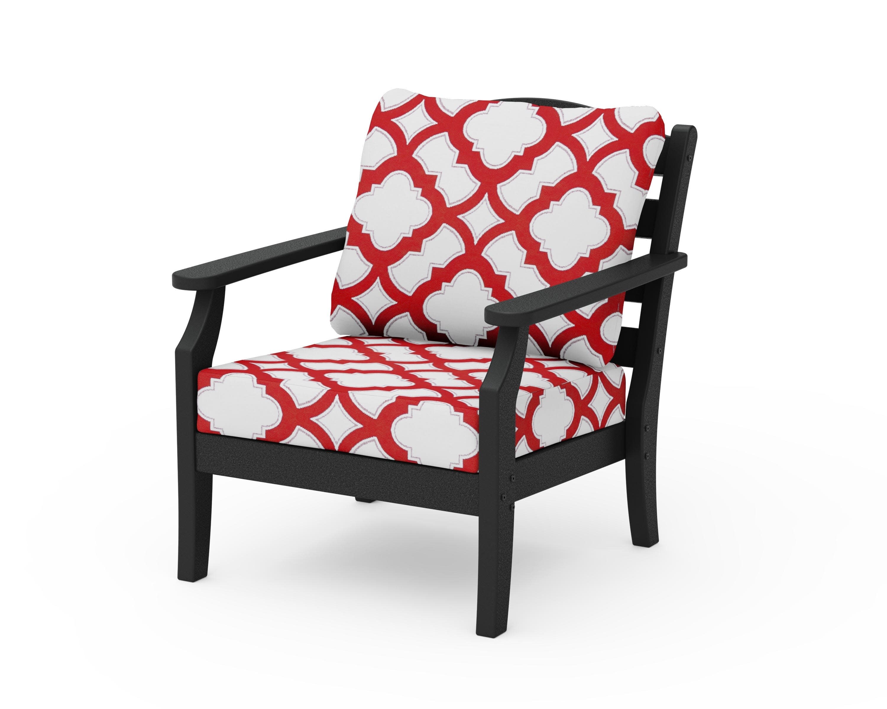 Savannah Deep Seating Chair in Black / Trellis Crimson