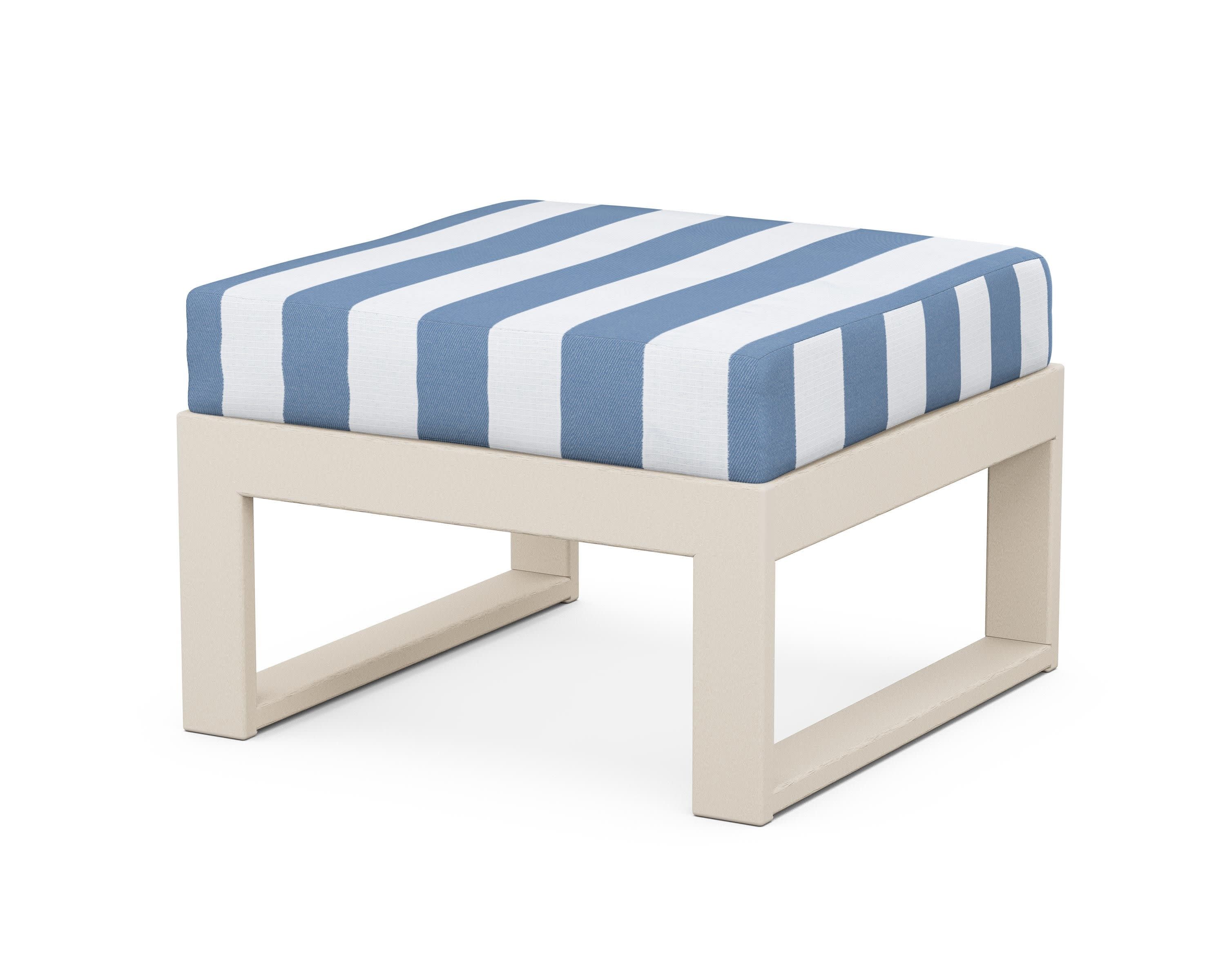 Modular Ottoman - Modern in Sand / Cabana Stripe Sky Blue