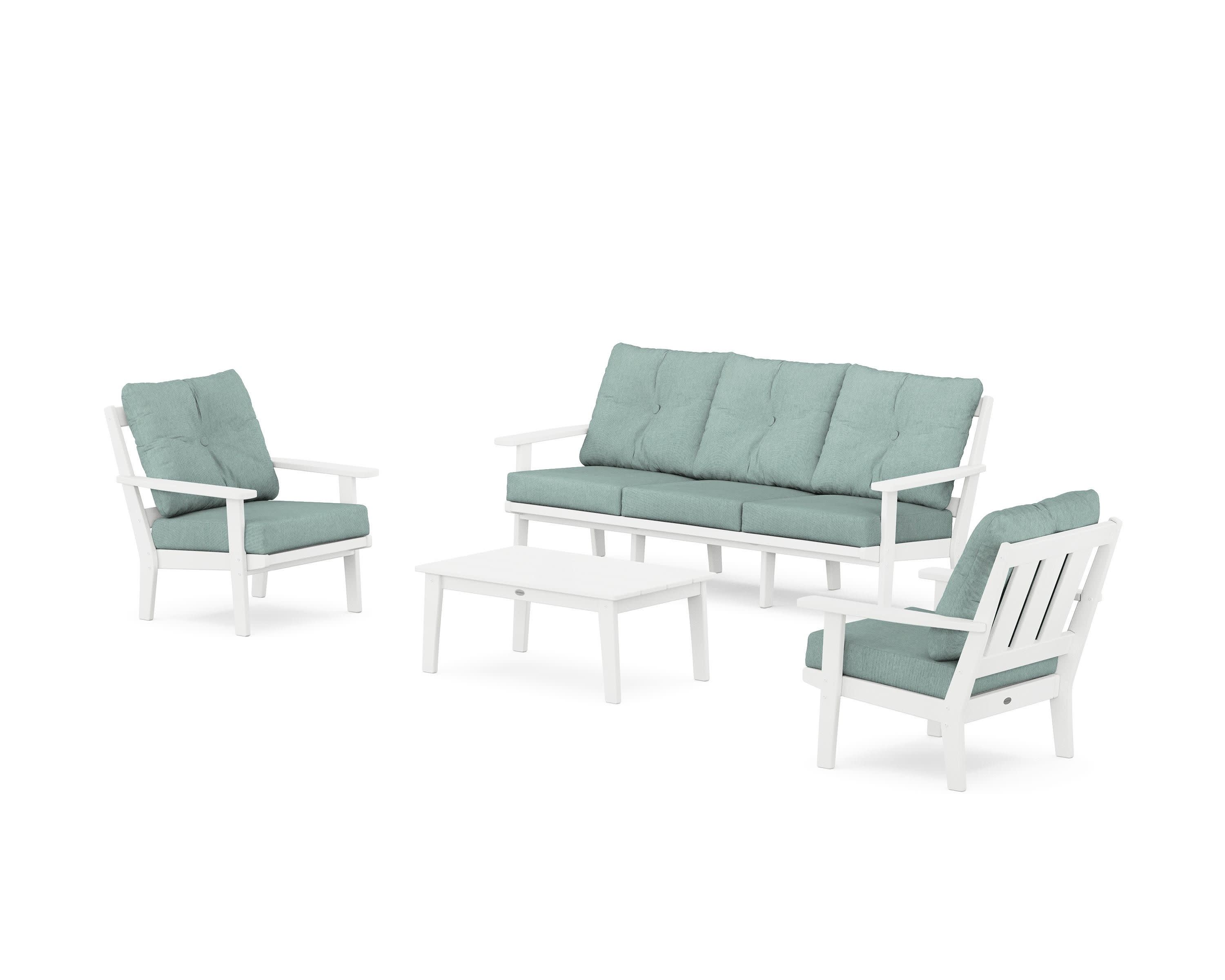 Oxford 4-Piece Deep Seating Set with Sofa in White / Glacier Spa
