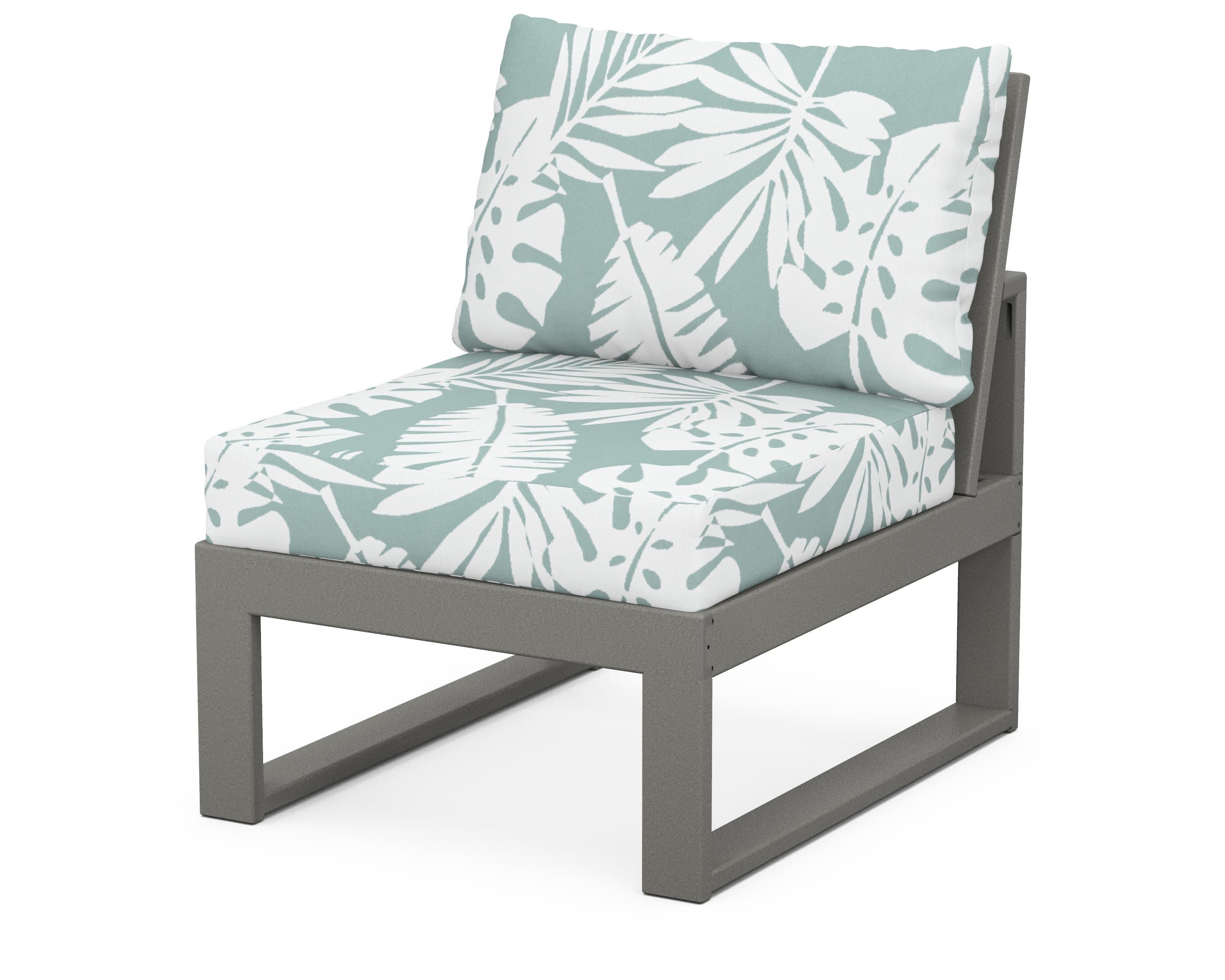 Modular Armless Chair in Slate Grey / Leaf Glacier Spa