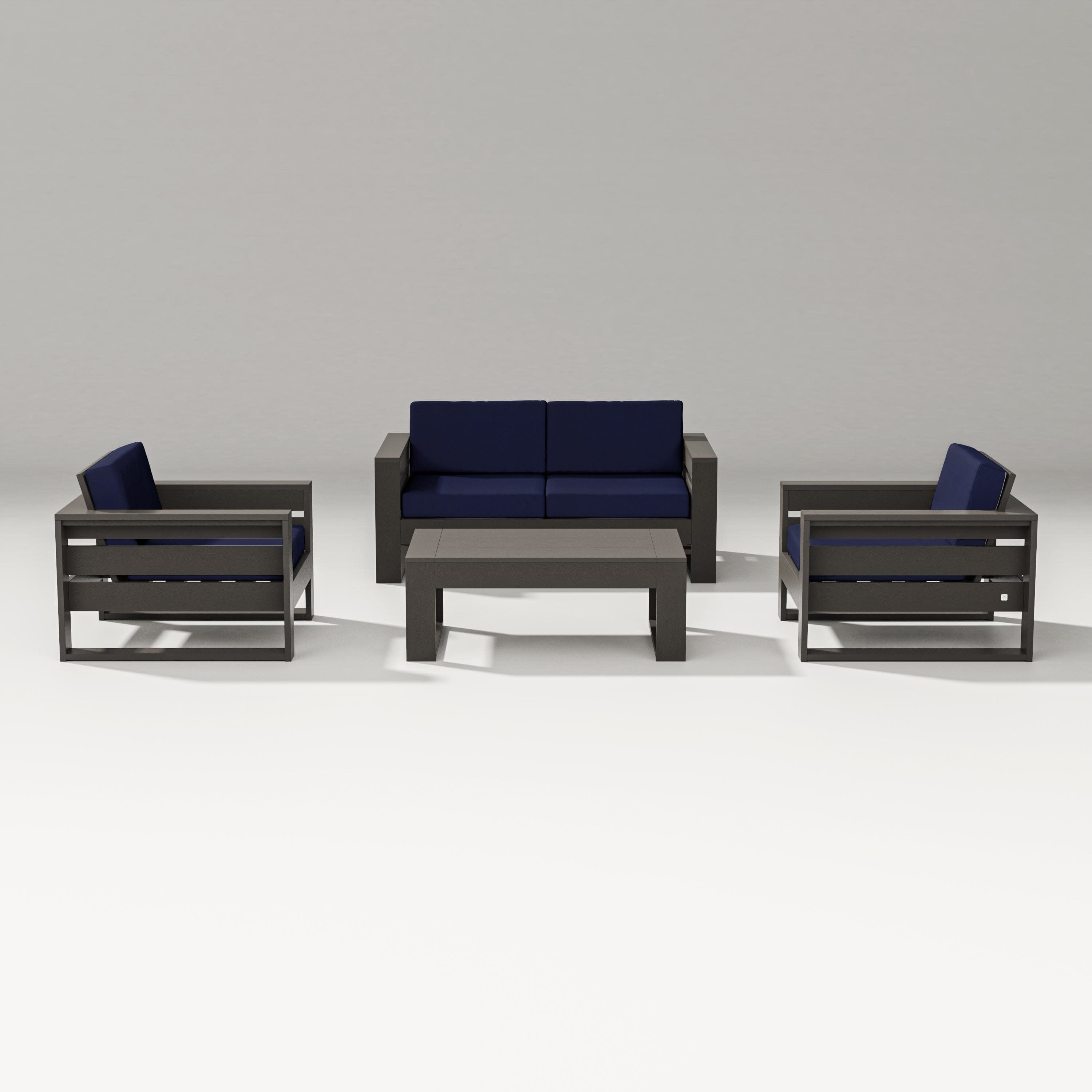 Latitude 4-Piece Lounge Loveseat Set in Vintage Coffee / Navy