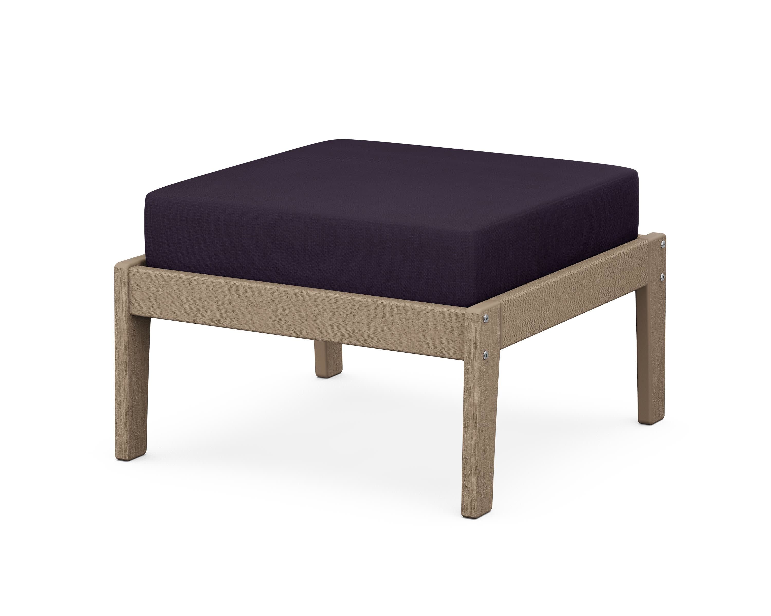 Deep Seating Ottoman in Vintage Sahara / Navy Linen