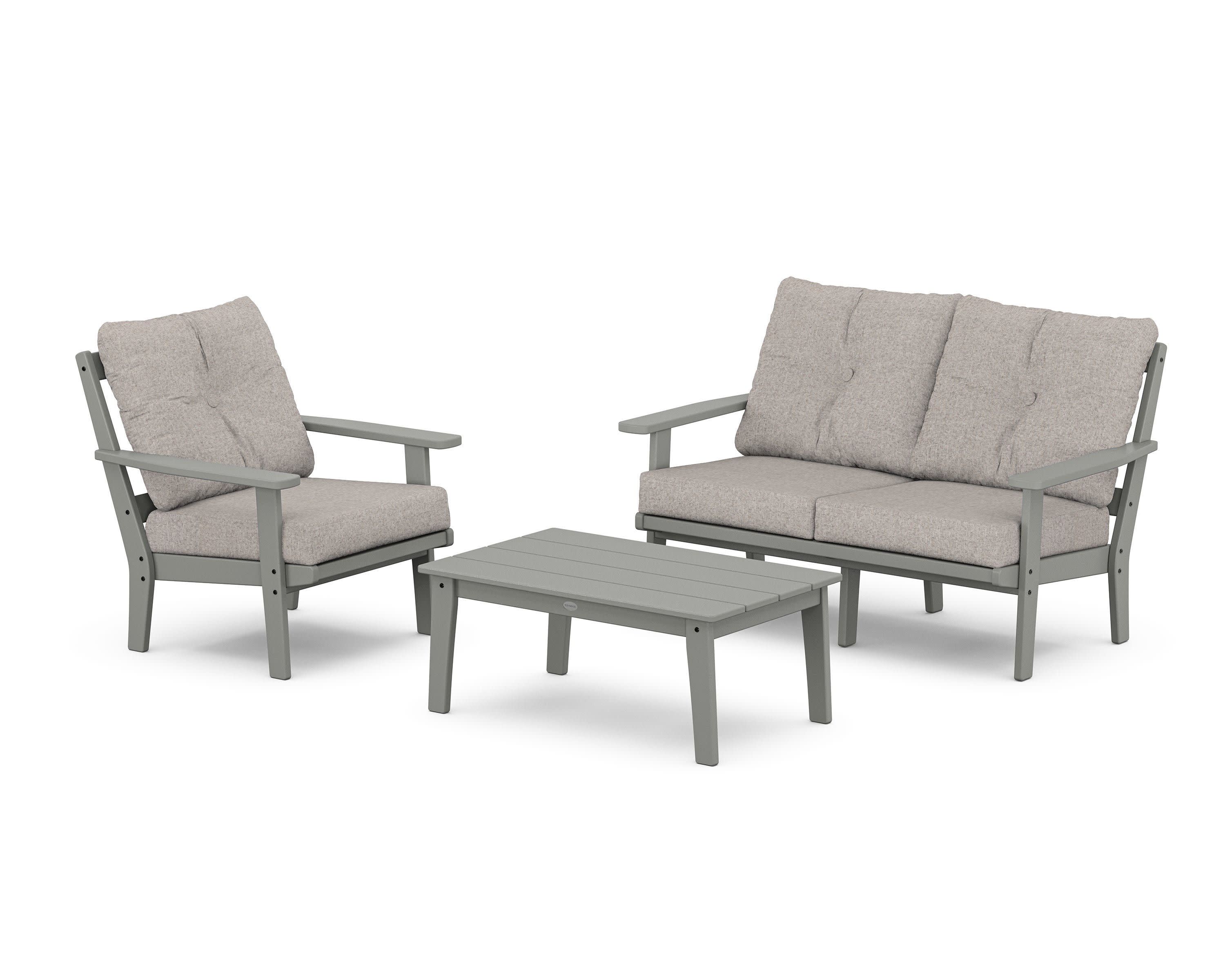 Oxford 3-Piece Deep Seating Set with Loveseat in Slate Grey / Weathered Tweed