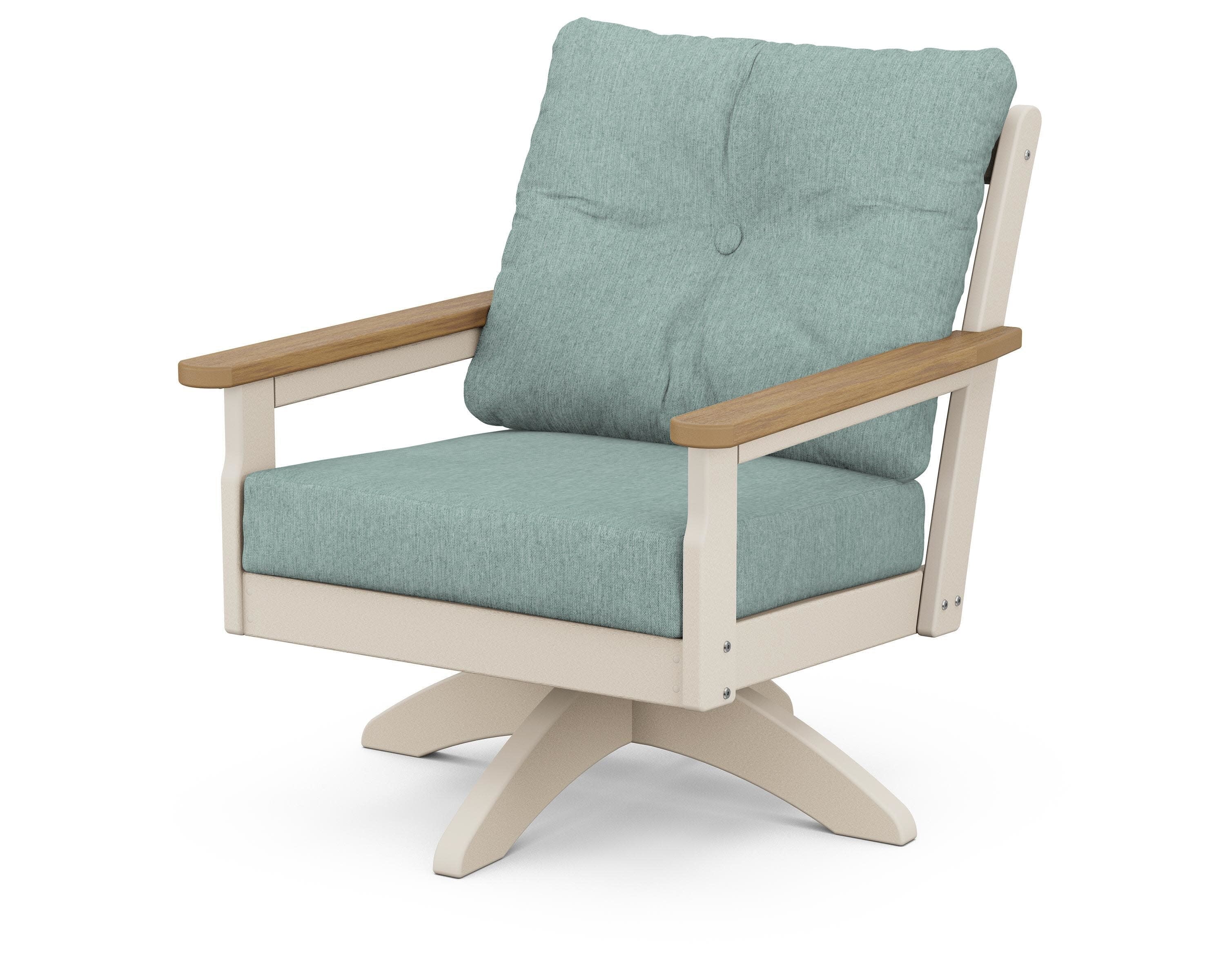 Vineyard Deep Seating Swivel Chair in Sand / Natural / Glacier Spa