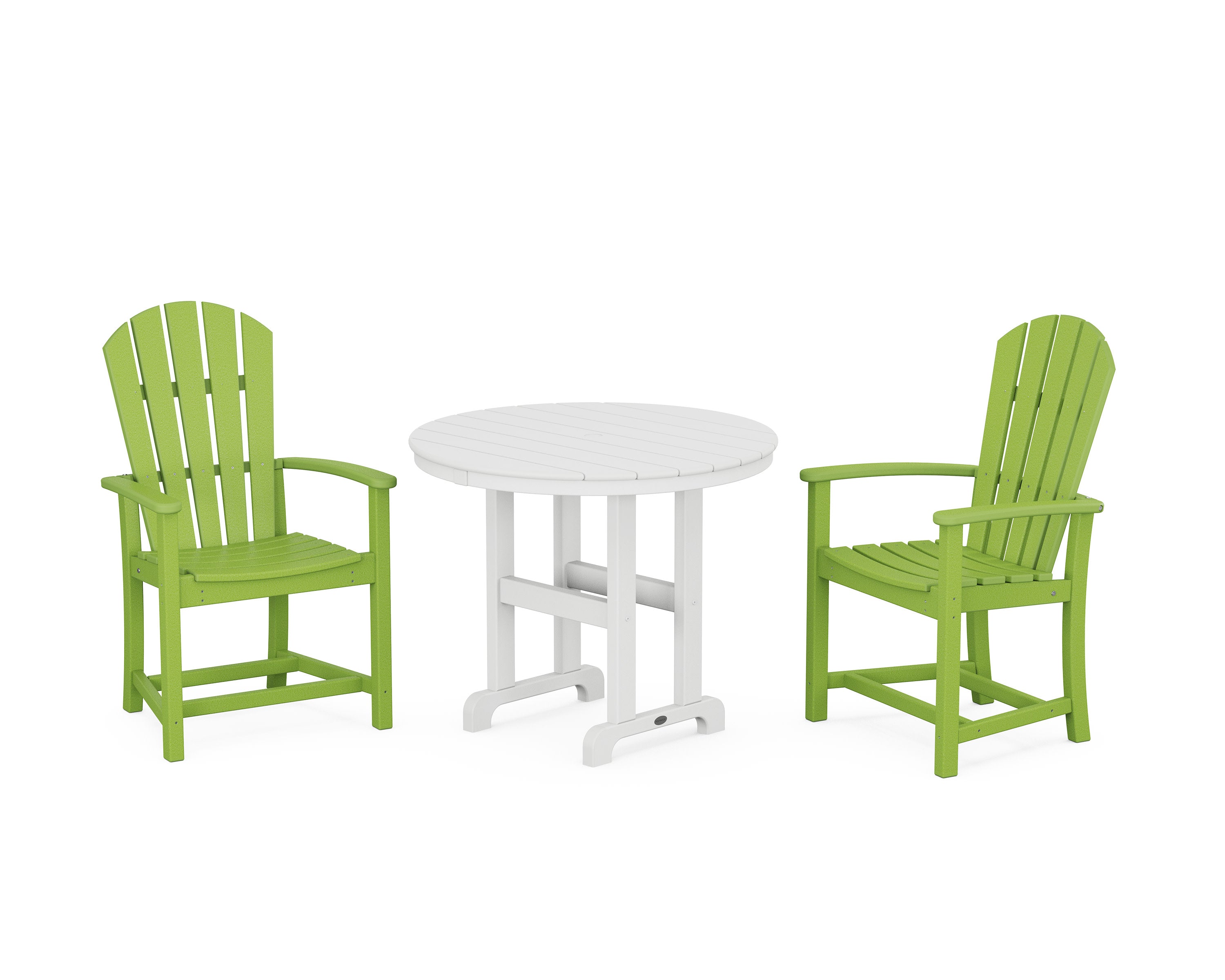 Palm Coast 3-Piece Round Farmhouse Dining Set in Lime / White