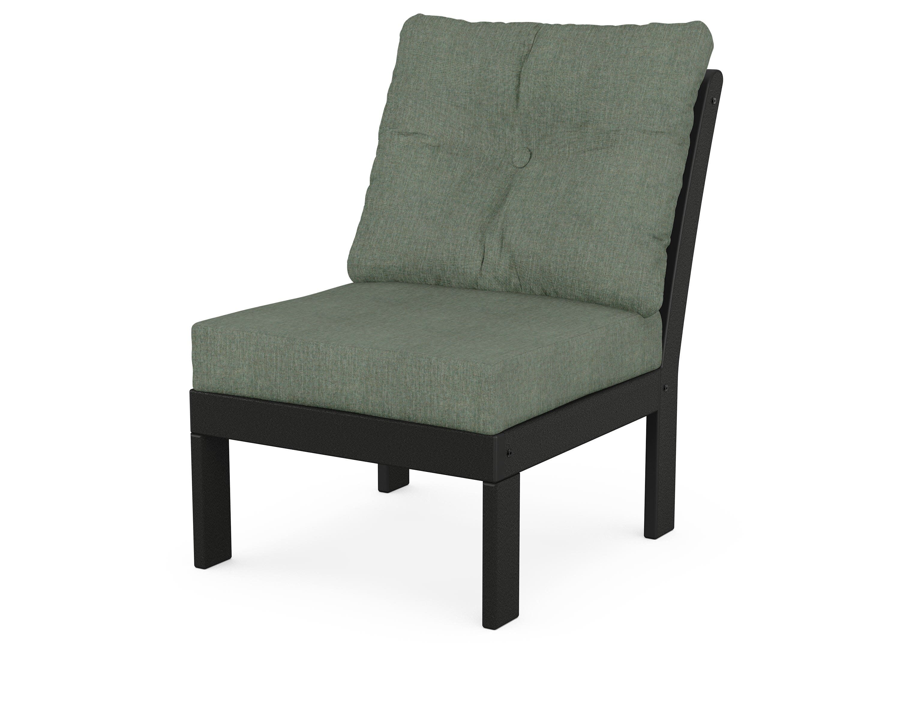 Vineyard Modular Armless Chair in Black / Cast Sage