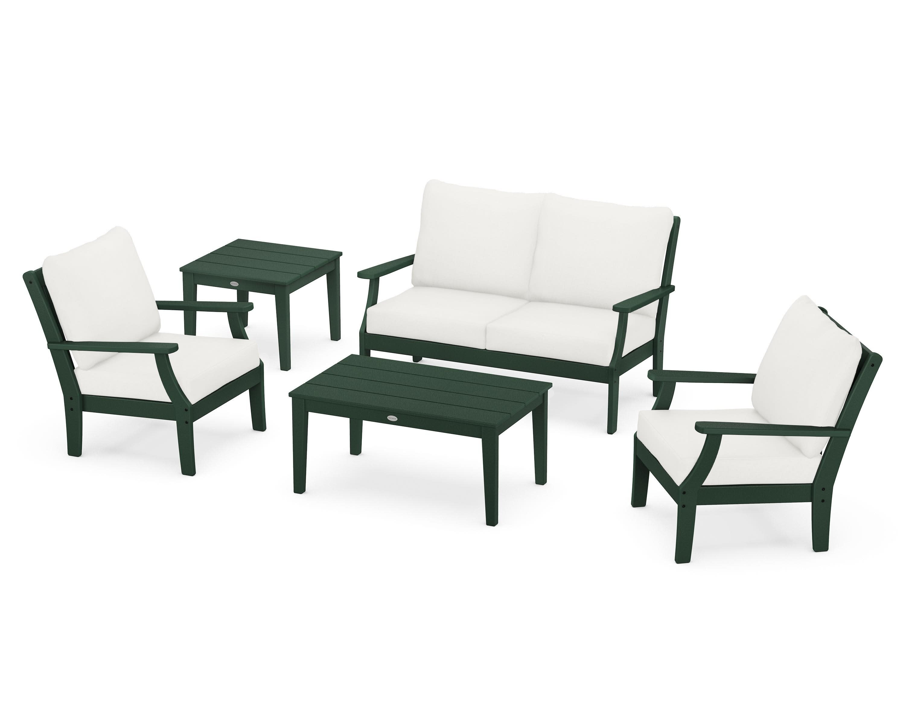 Braxton 5-Piece Deep Seating Set in Green / Natural Linen