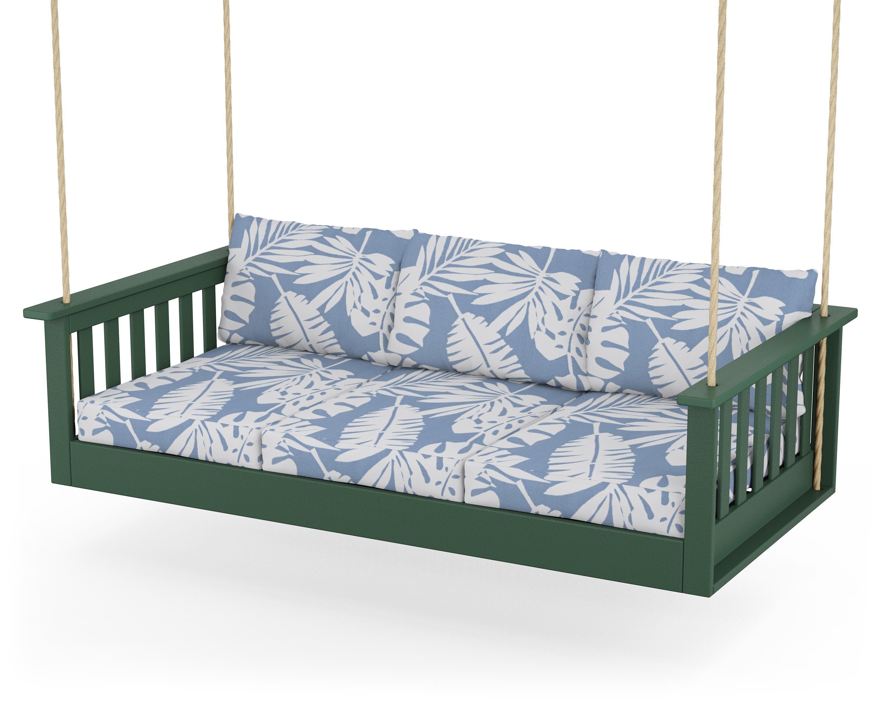 Vineyard Daybed Swing in Green / Leaf Sky Blue