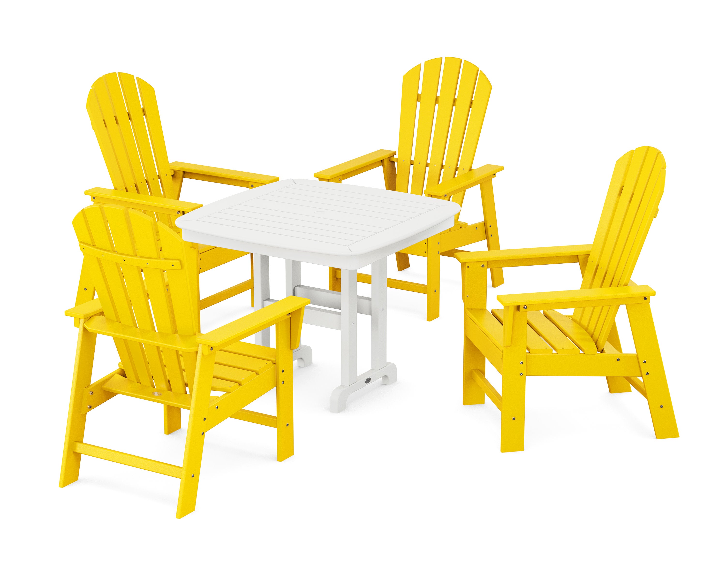 South Beach 5-Piece Farmhouse Dining Set in Lemon / White