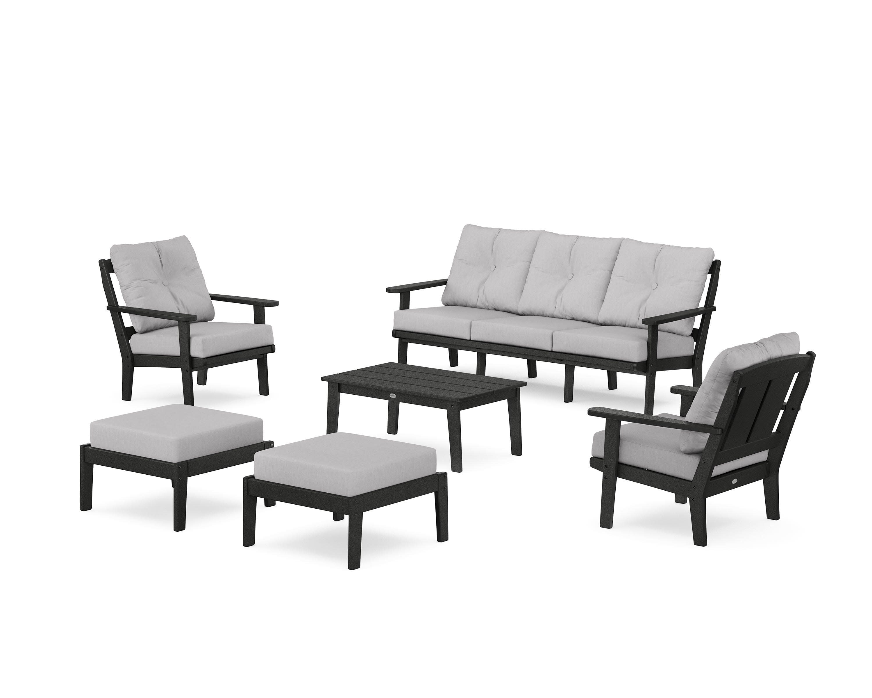 Mission 6-Piece Lounge Sofa Set in Black / Granite