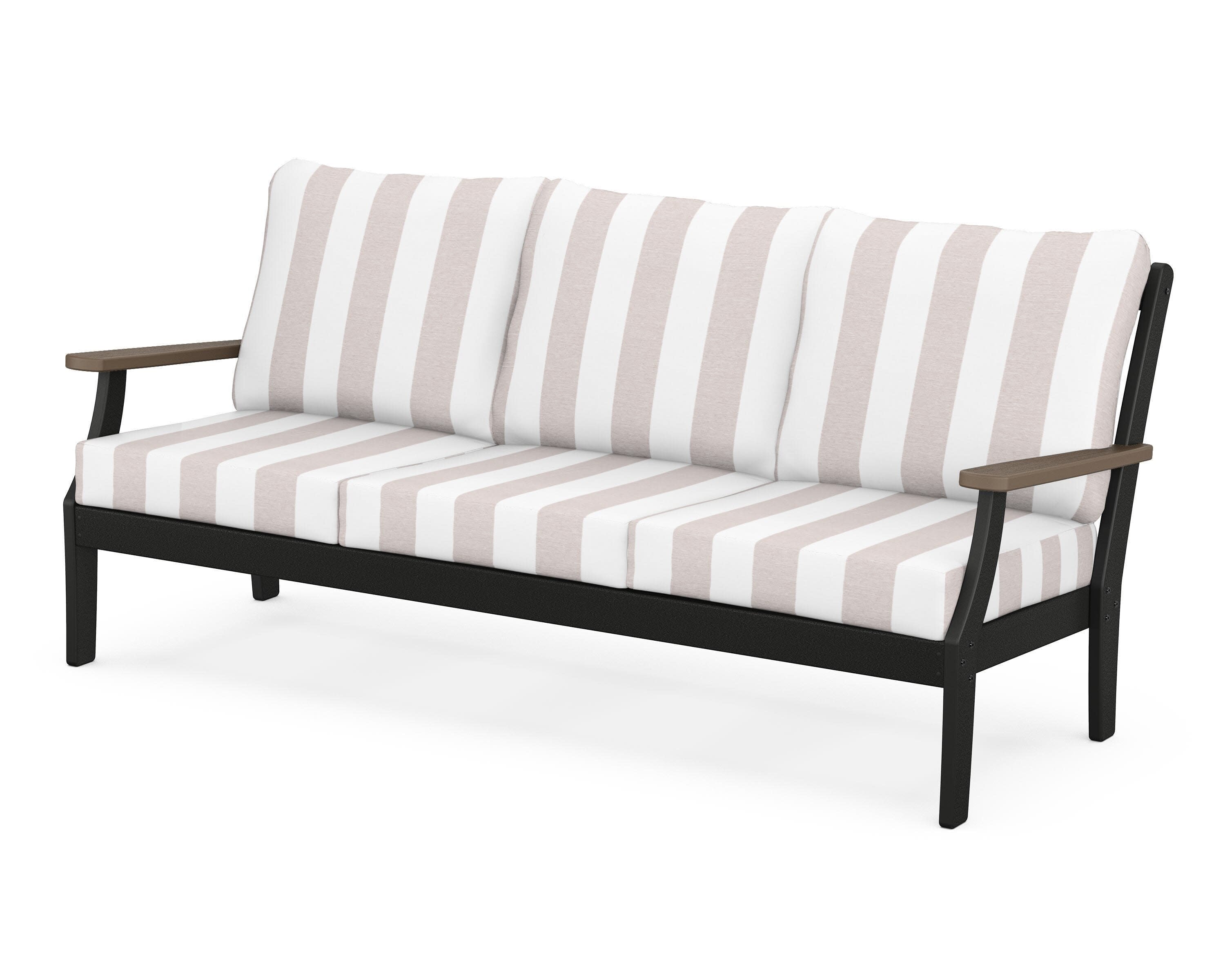 Braxton Deep Seating Sofa in Black / Kona / Cabana Stripe Dune Burlap