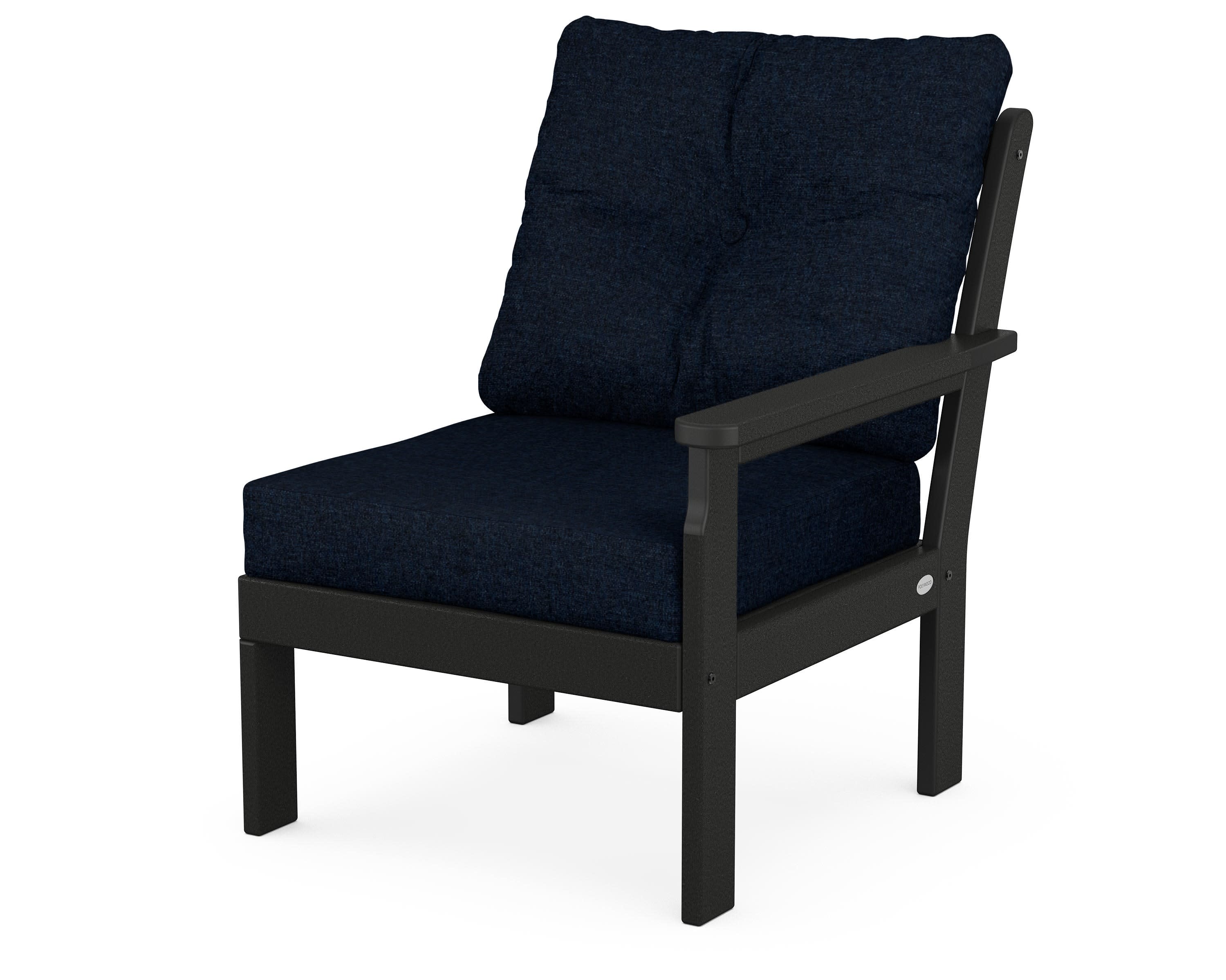 Vineyard Modular Right Arm Chair in Black / Marine Indigo