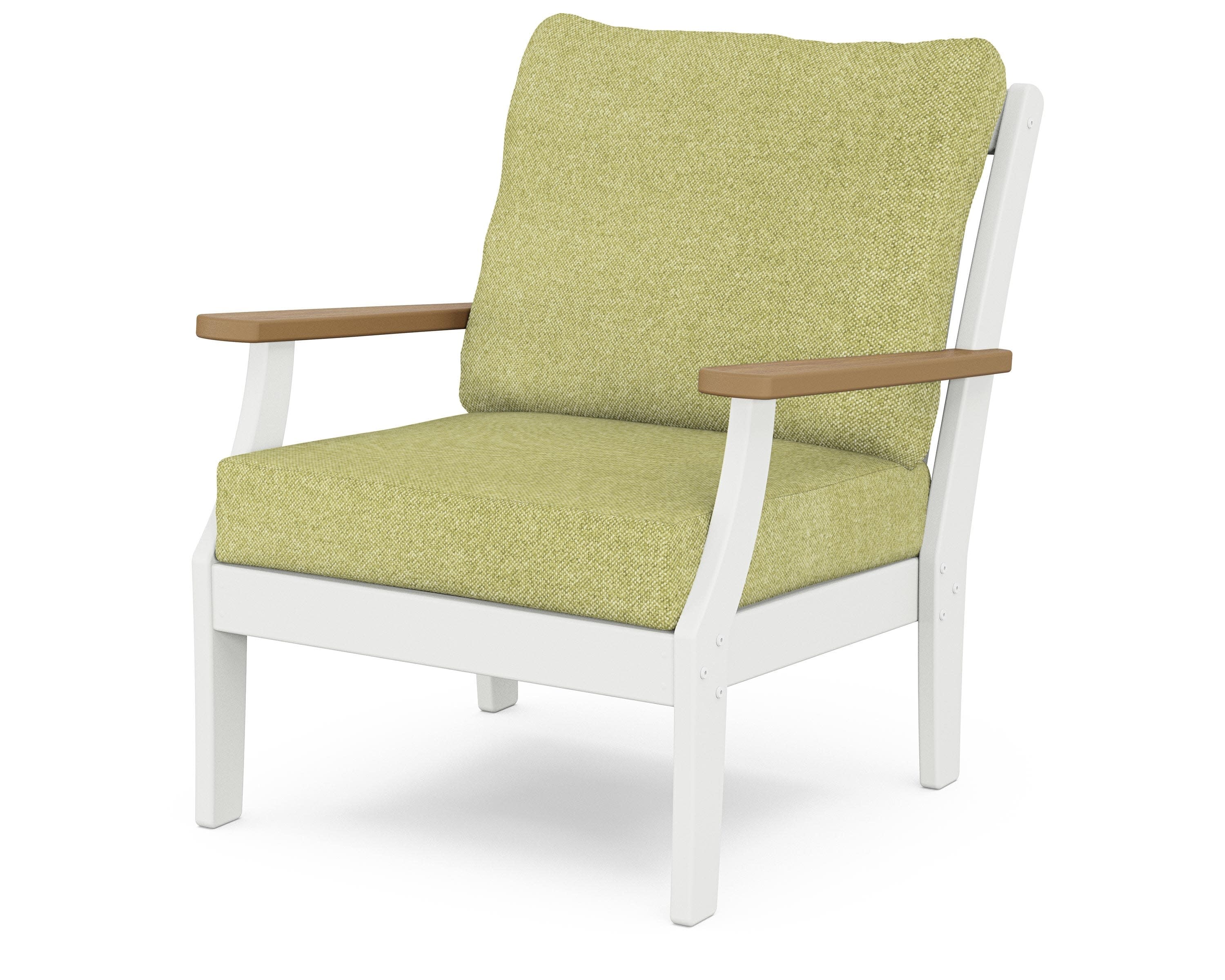 Braxton Deep Seating Chair in White / Natural / Chartreuse Boucle
