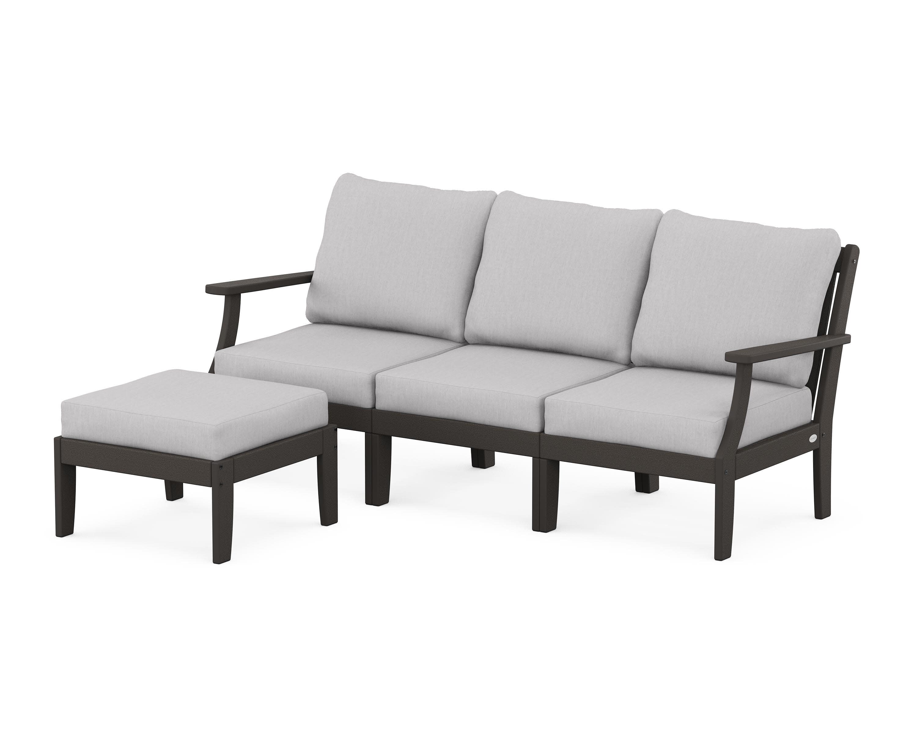 Braxton Modular 4-Piece Deep Seating Set with Ottoman in Vintage Coffee / Granite