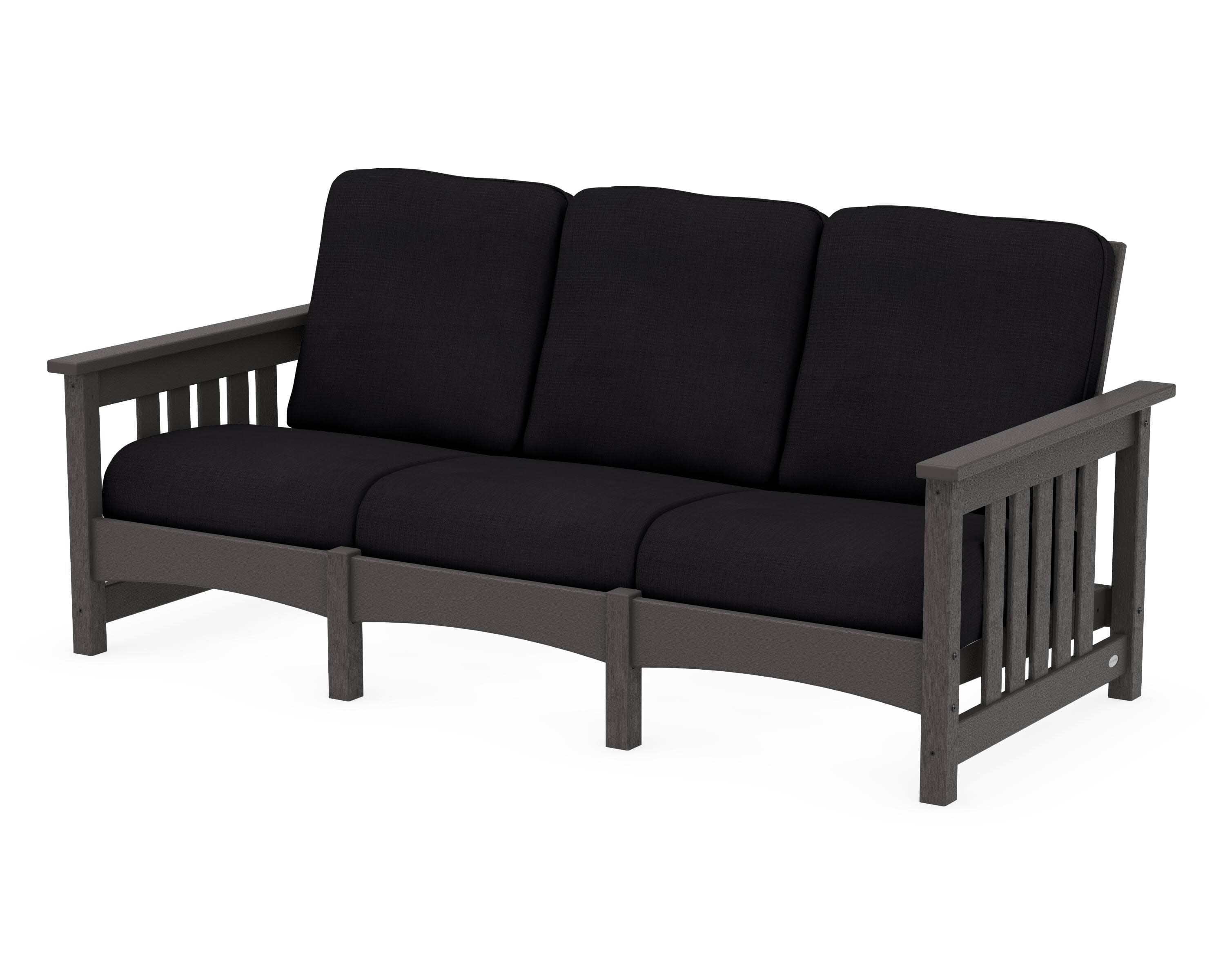 Club Mission Sofa in Vintage Coffee / Midnight Linen