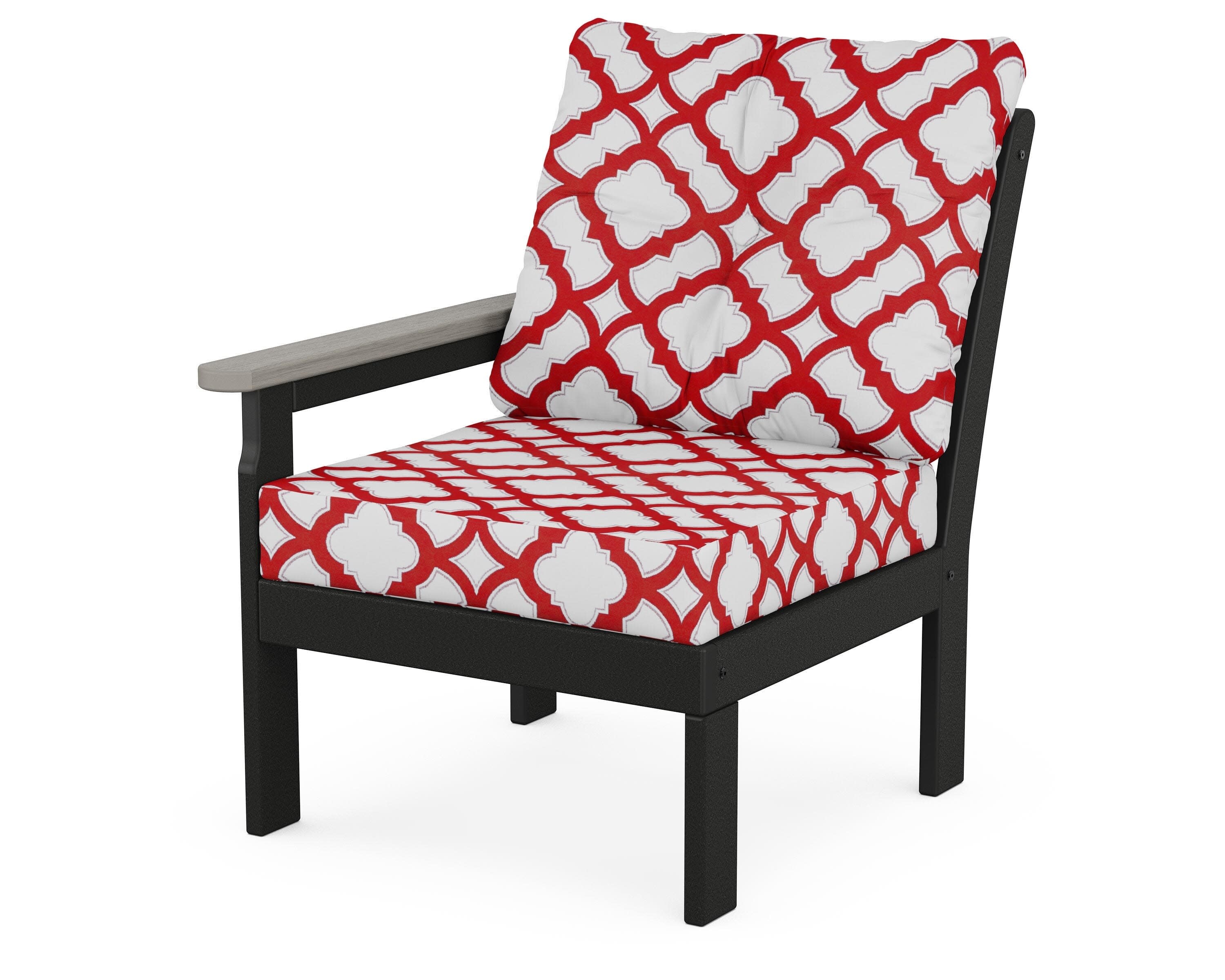 Vineyard Modular Left Arm Chair in Black / Driftwood / Trellis Crimson