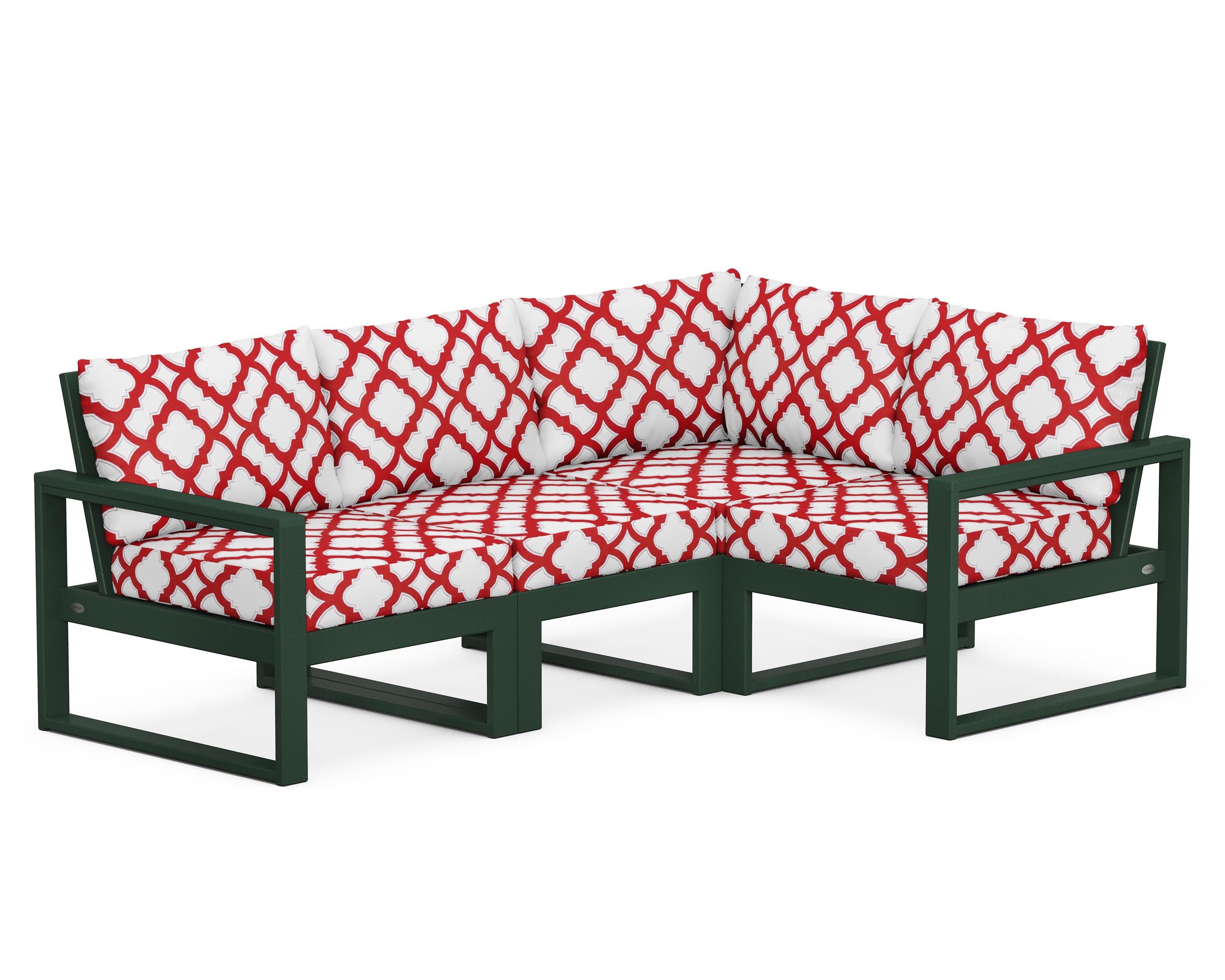 EDGE 4-Piece Modular Deep Seating Set in Green / Trellis Crimson