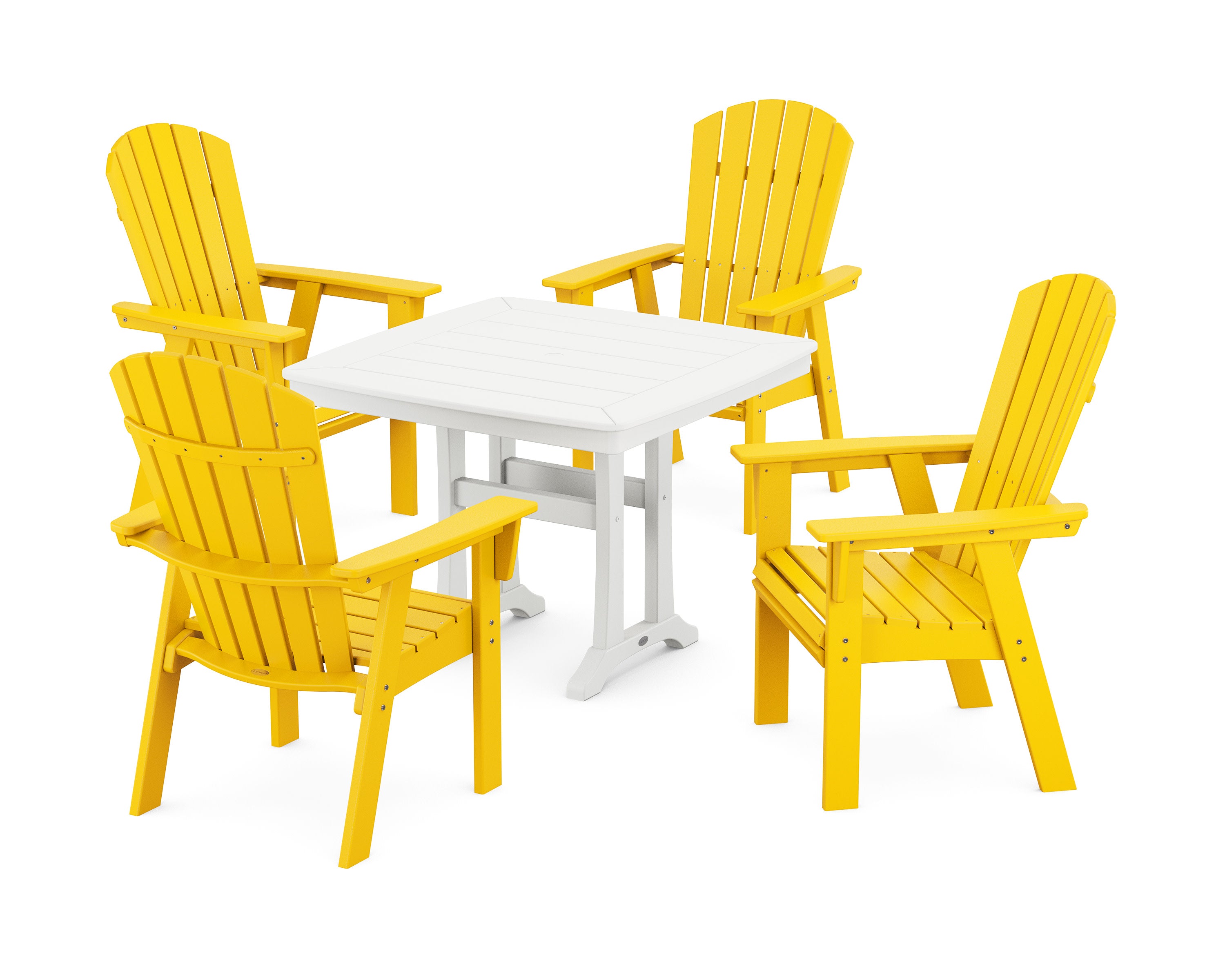 Nautical Adirondack 5-Piece Dining Set with Trestle Legs in Lemon / White