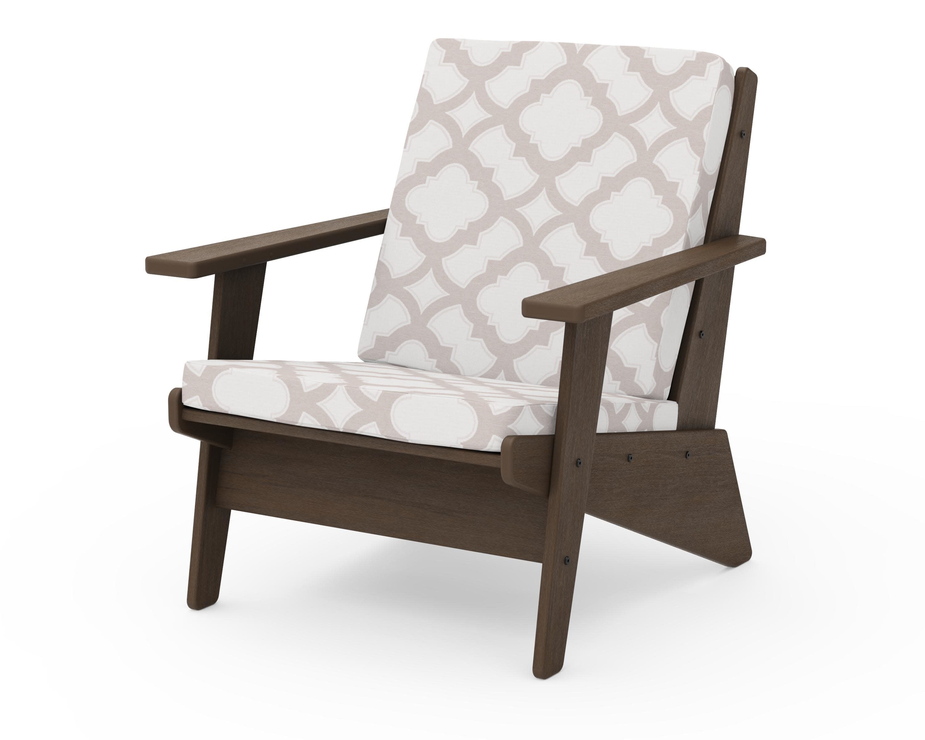 Riviera Modern Lounge Chair in Kona / Trellis Dune Burlap