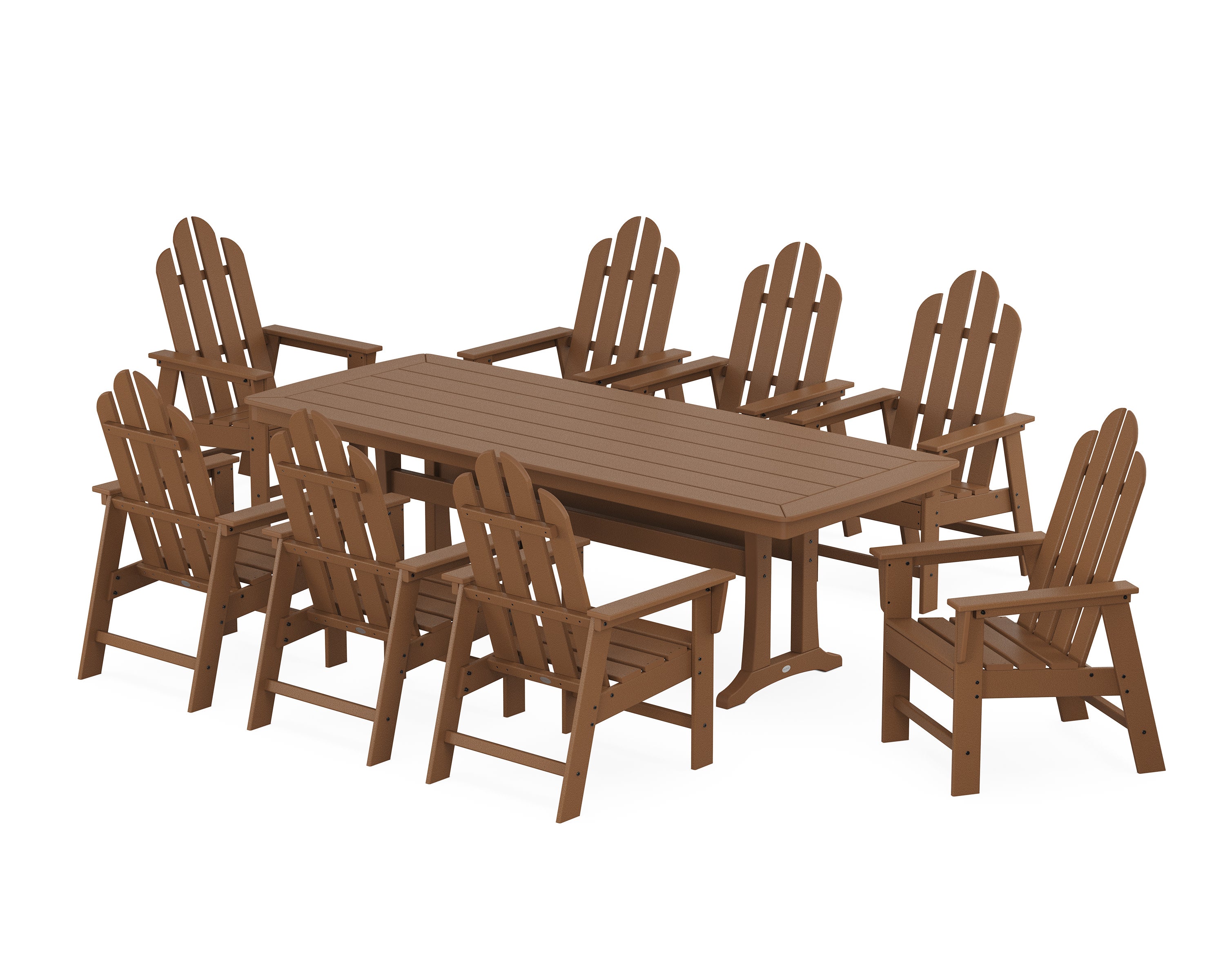 Long Island 9-Piece Dining Set with Trestle Legs in Teak