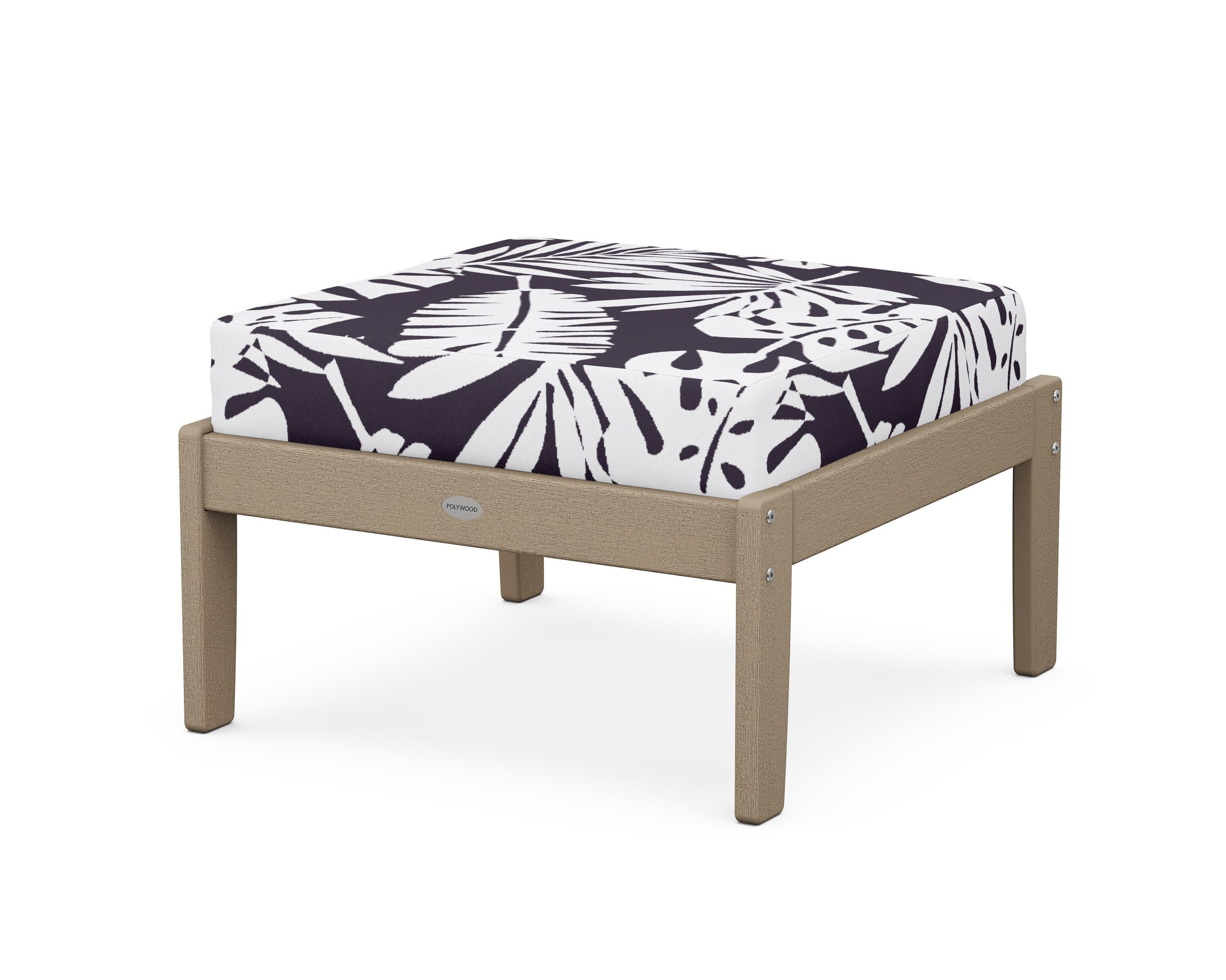 Braxton Deep Seating Ottoman in Vintage Sahara / Leaf Navy
