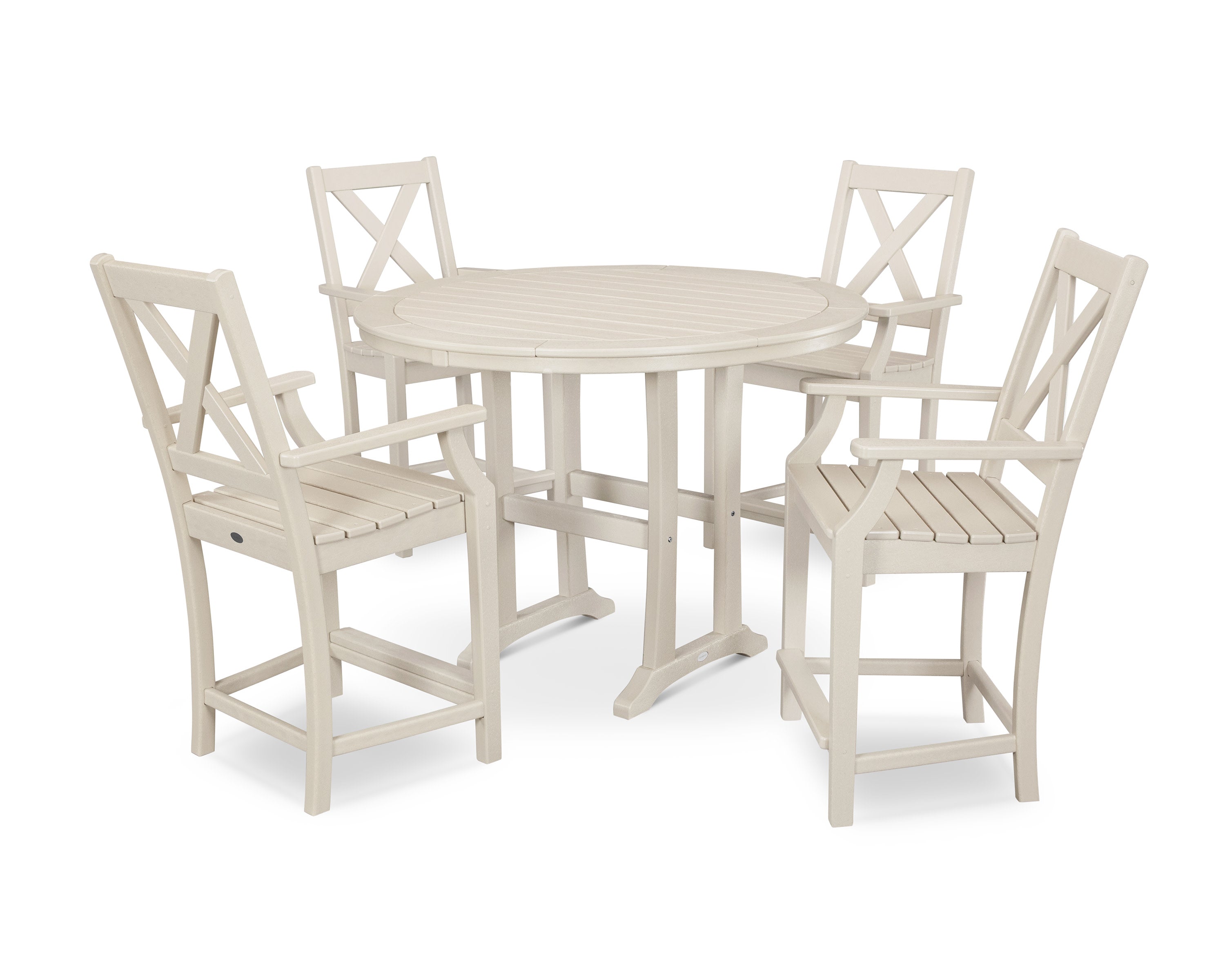 Braxton 5-Piece Nautical Trestle Arm Chair Counter Set in Sand
